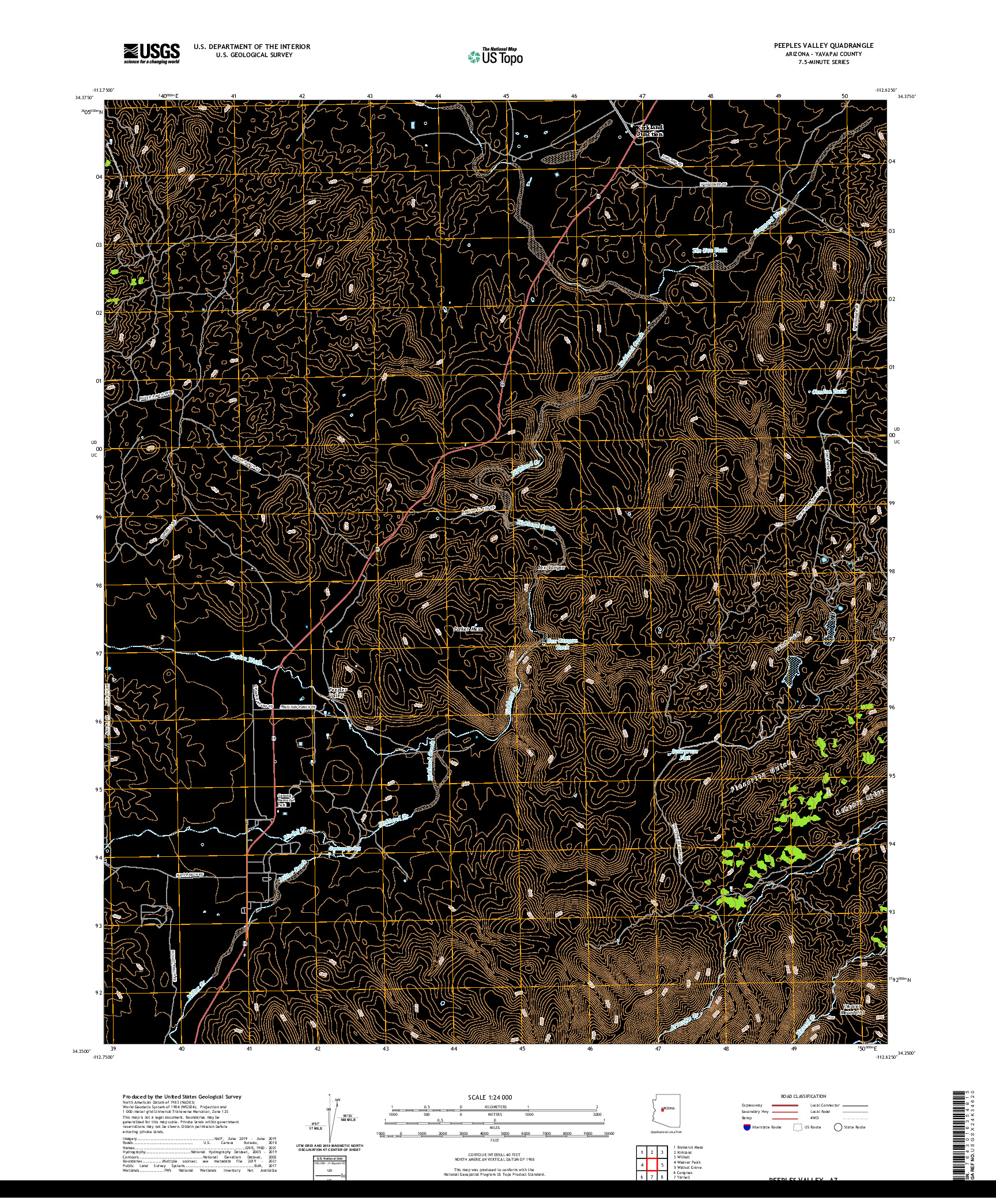 US TOPO 7.5-MINUTE MAP FOR PEEPLES VALLEY, AZ