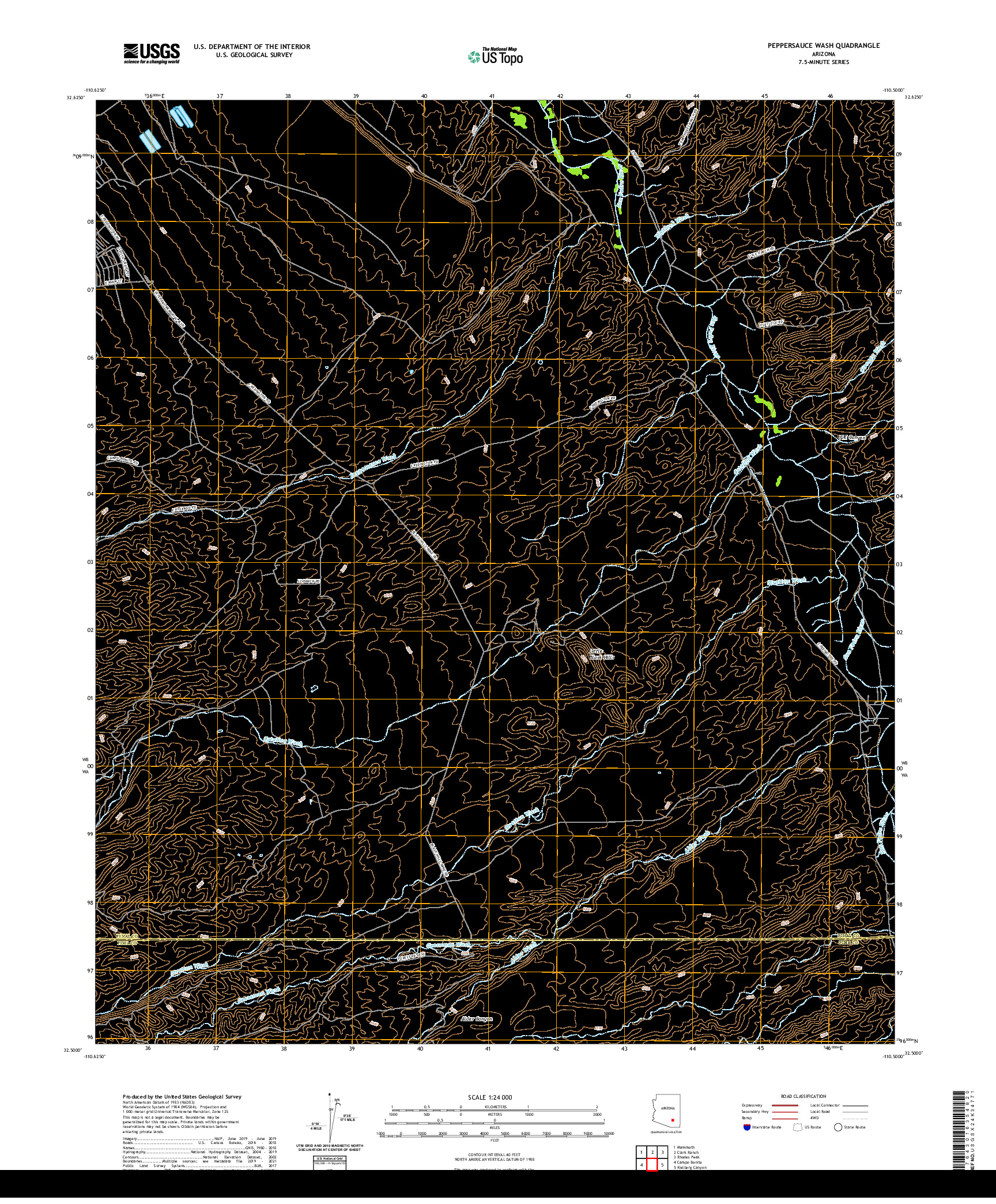 US TOPO 7.5-MINUTE MAP FOR PEPPERSAUCE WASH, AZ