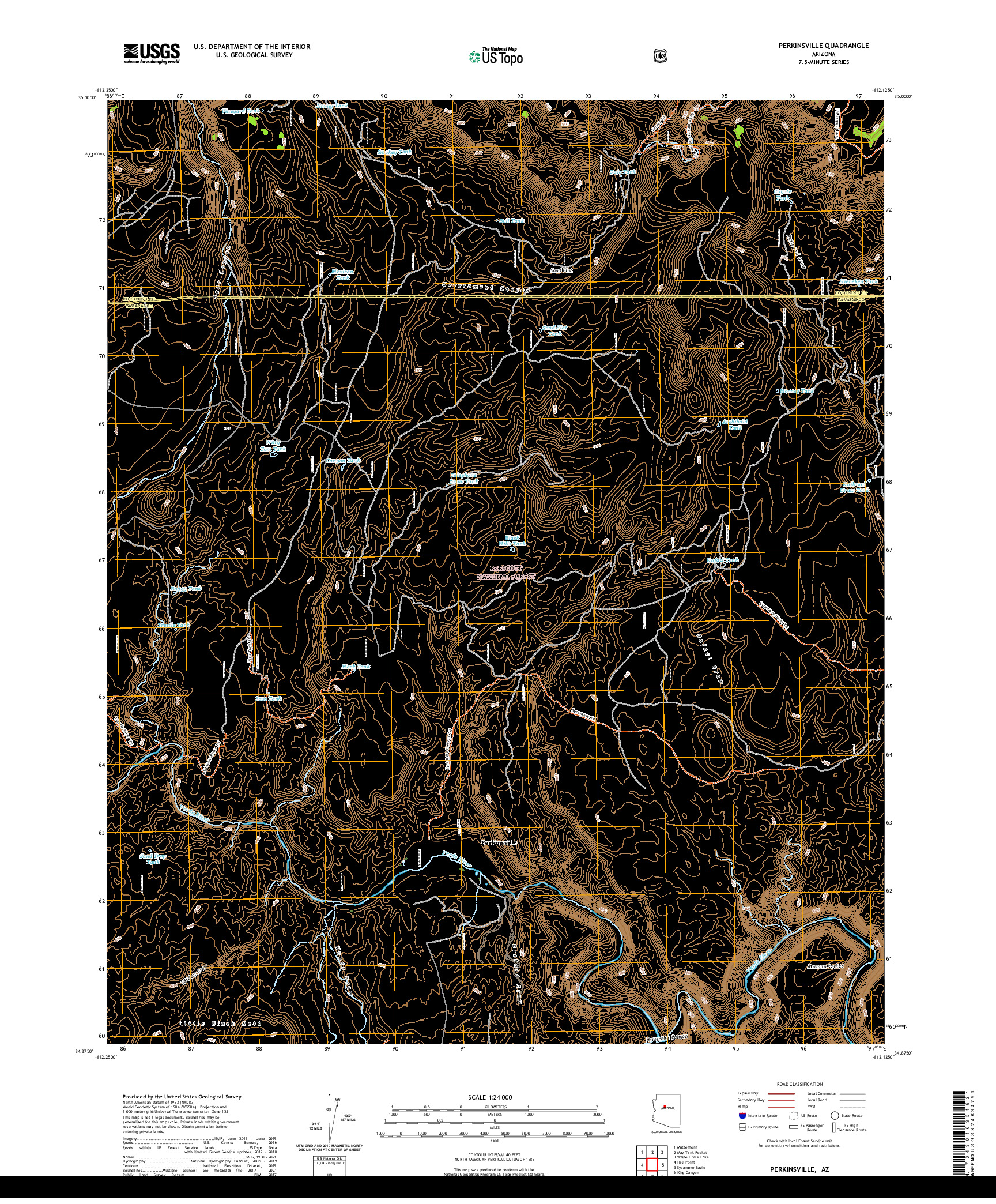 US TOPO 7.5-MINUTE MAP FOR PERKINSVILLE, AZ