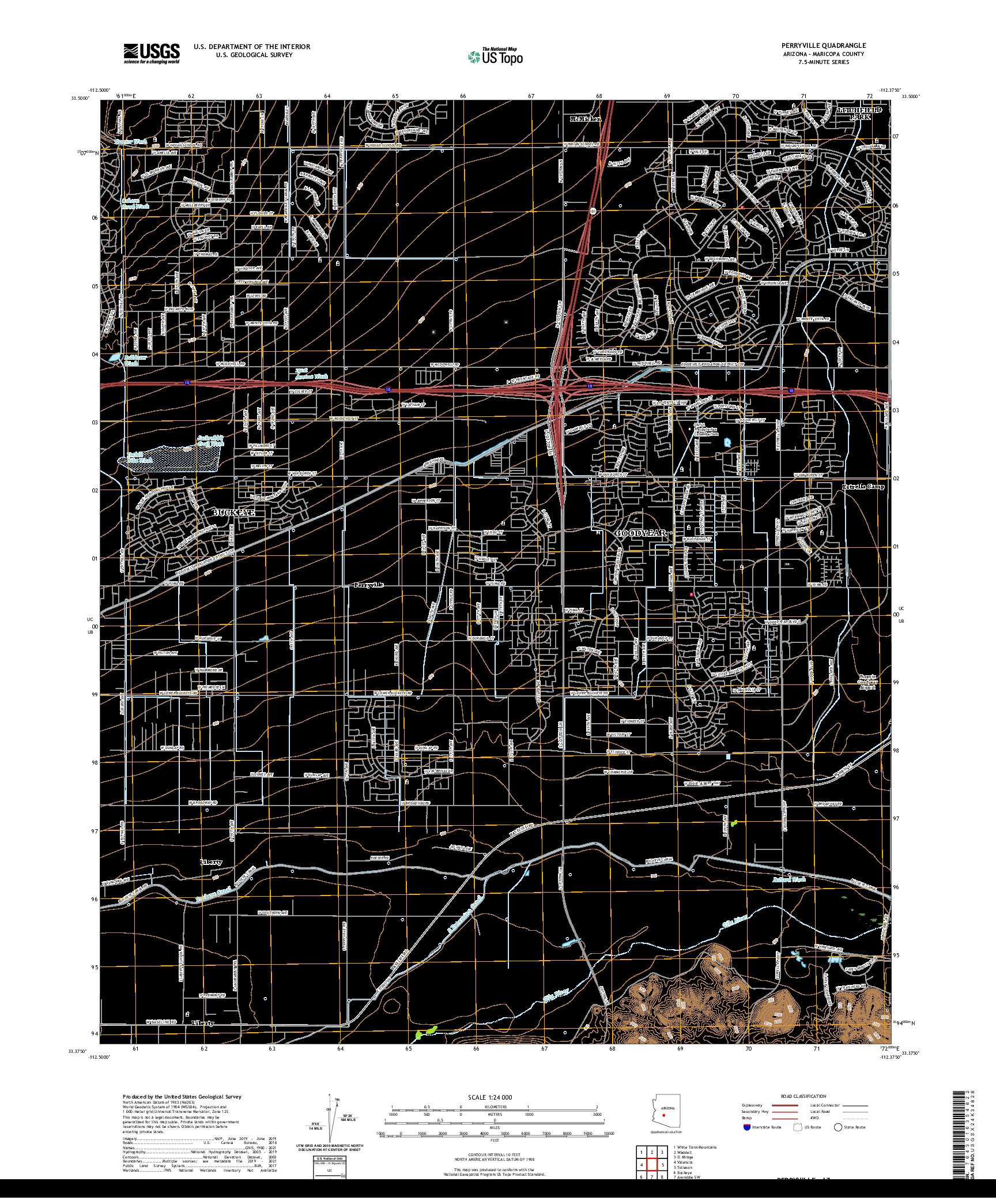 US TOPO 7.5-MINUTE MAP FOR PERRYVILLE, AZ