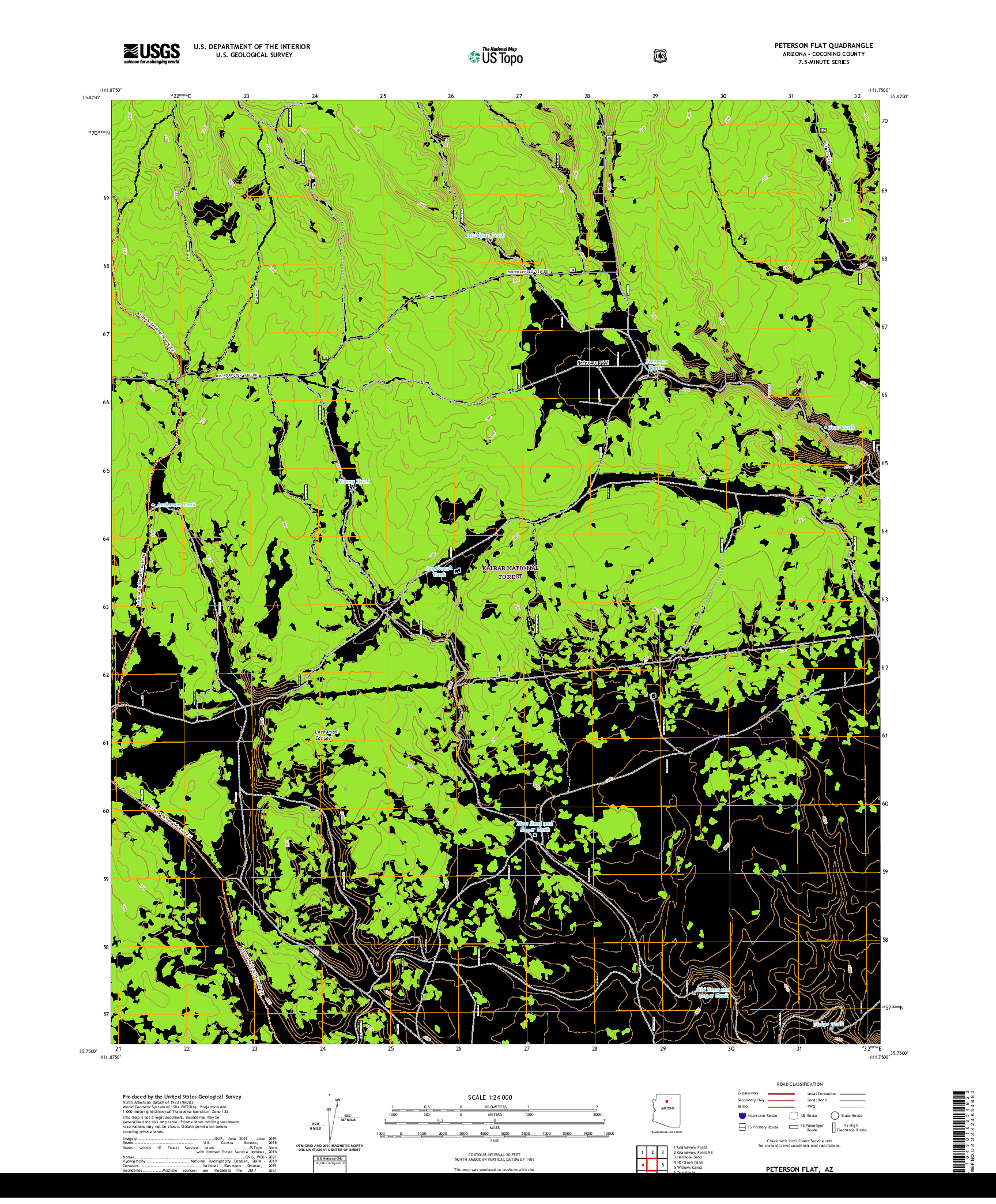 US TOPO 7.5-MINUTE MAP FOR PETERSON FLAT, AZ