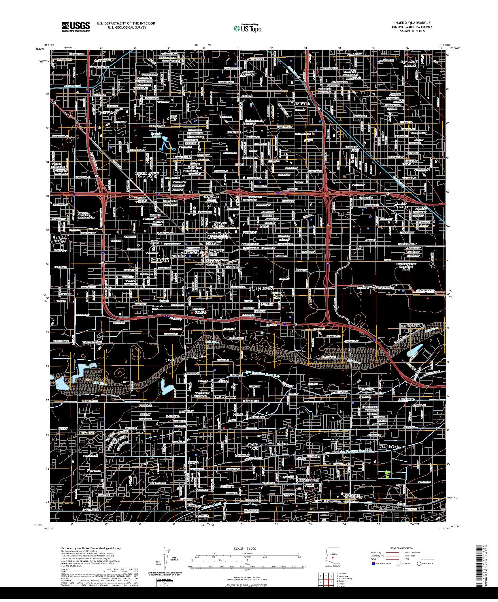 US TOPO 7.5-MINUTE MAP FOR PHOENIX, AZ