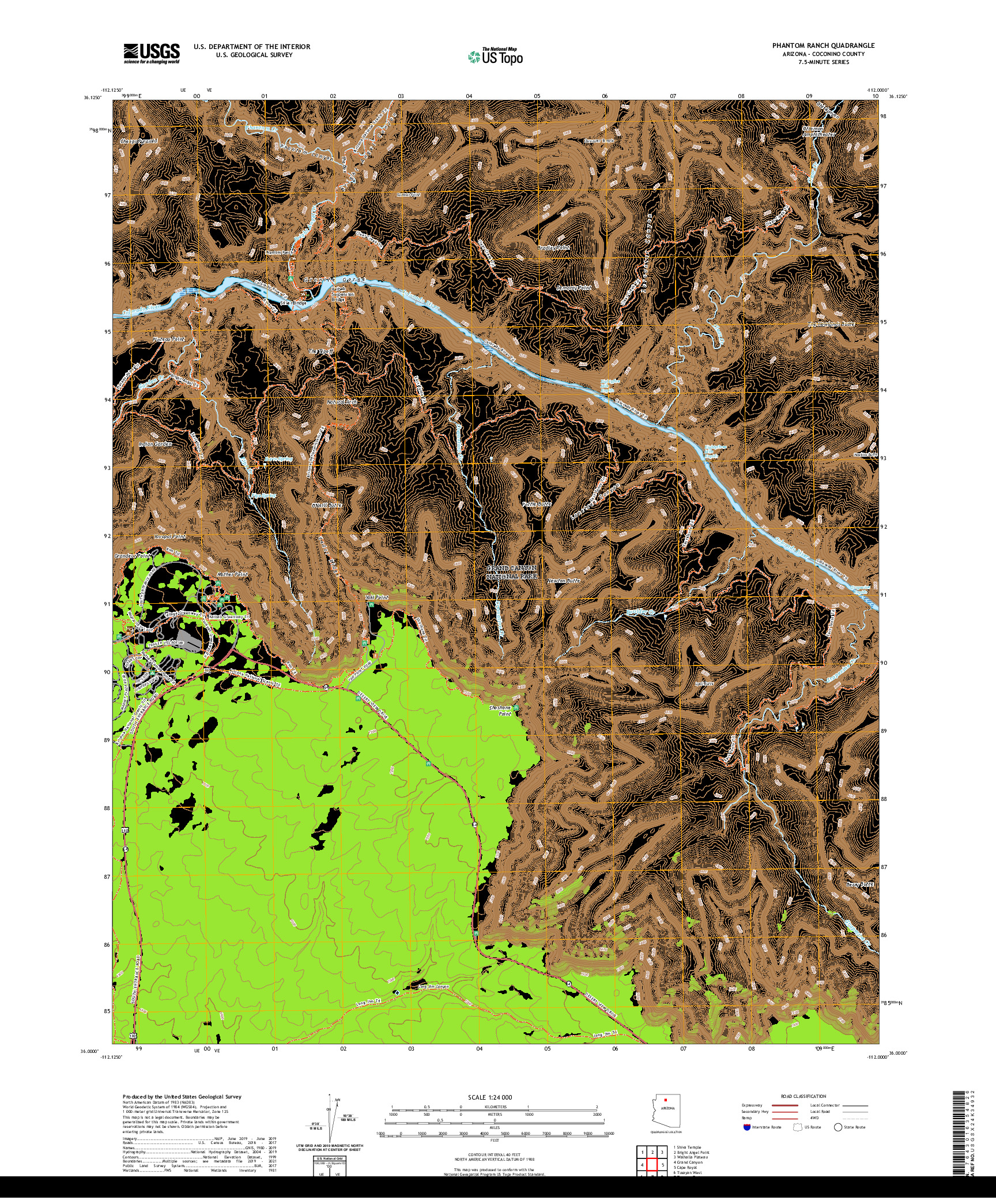 US TOPO 7.5-MINUTE MAP FOR PHANTOM RANCH, AZ