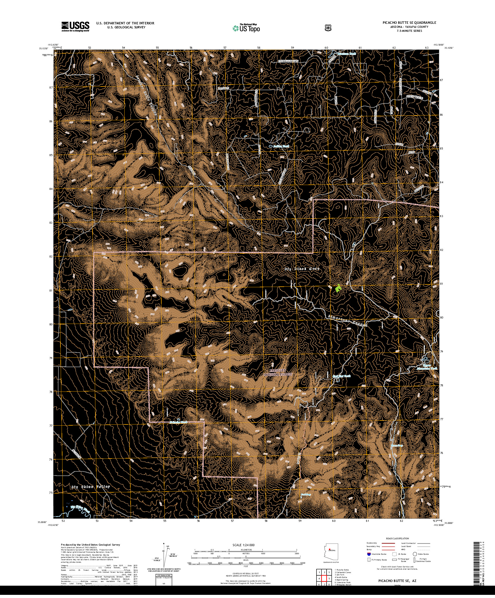 US TOPO 7.5-MINUTE MAP FOR PICACHO BUTTE SE, AZ