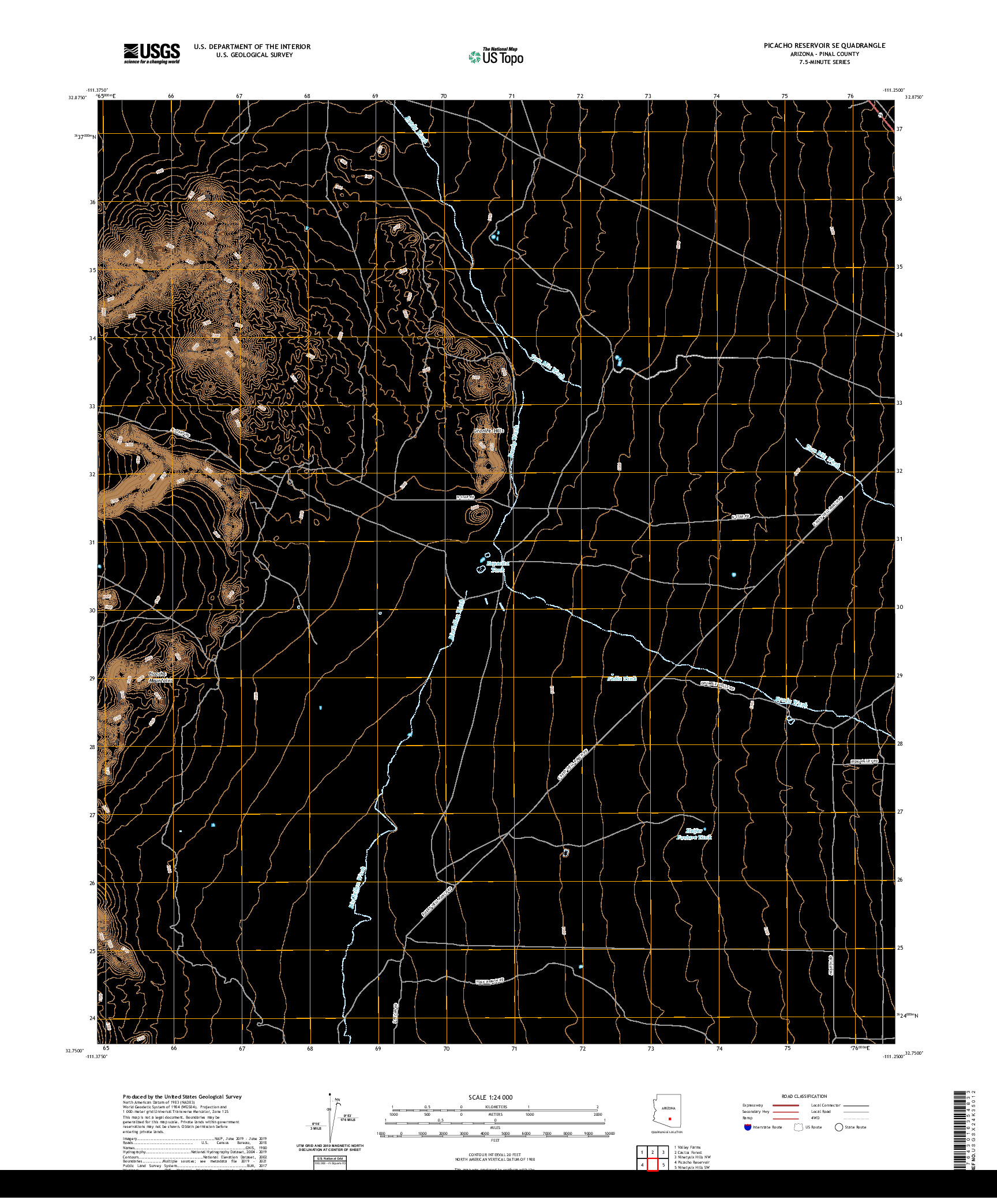 US TOPO 7.5-MINUTE MAP FOR PICACHO RESERVOIR SE, AZ