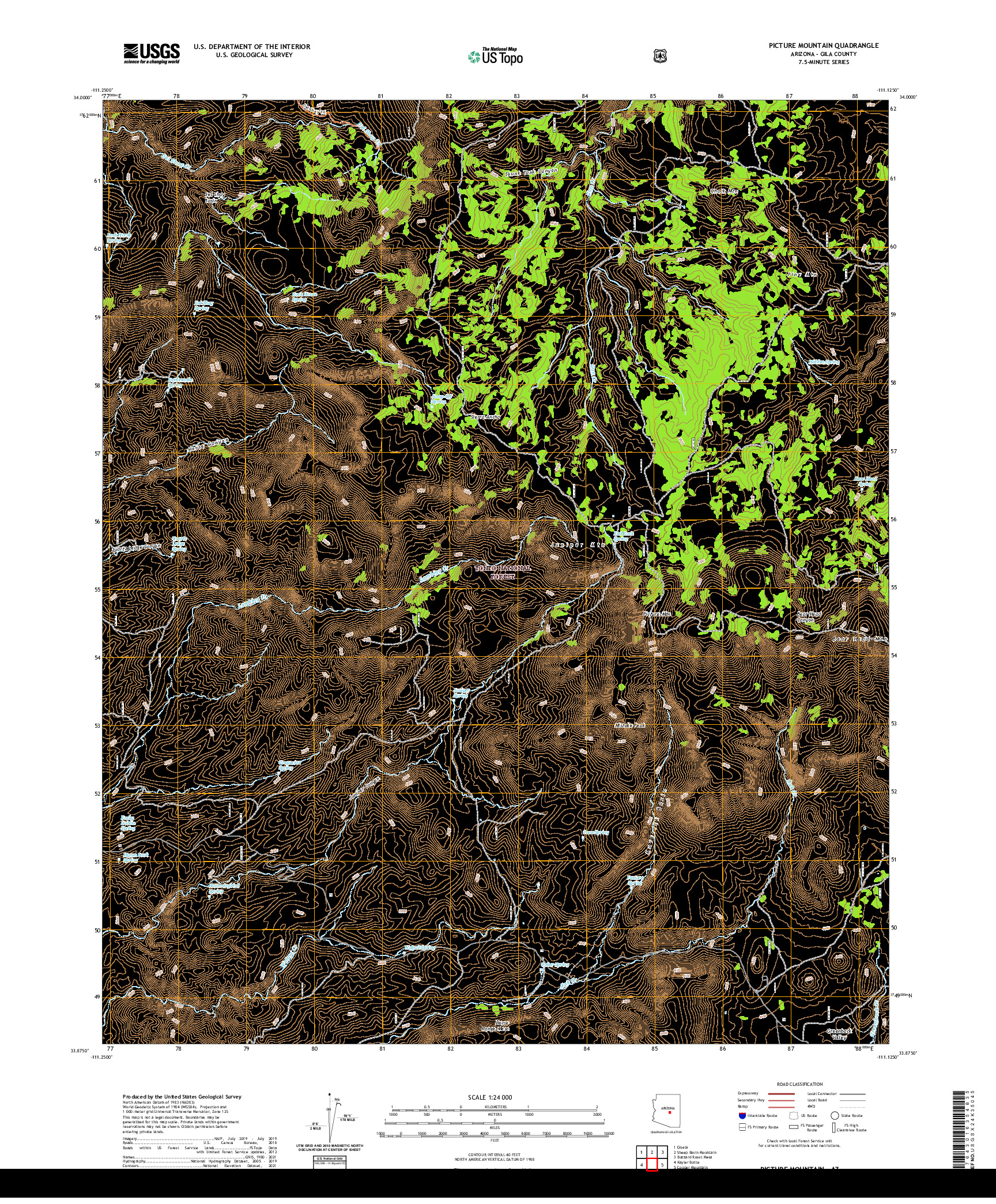 US TOPO 7.5-MINUTE MAP FOR PICTURE MOUNTAIN, AZ