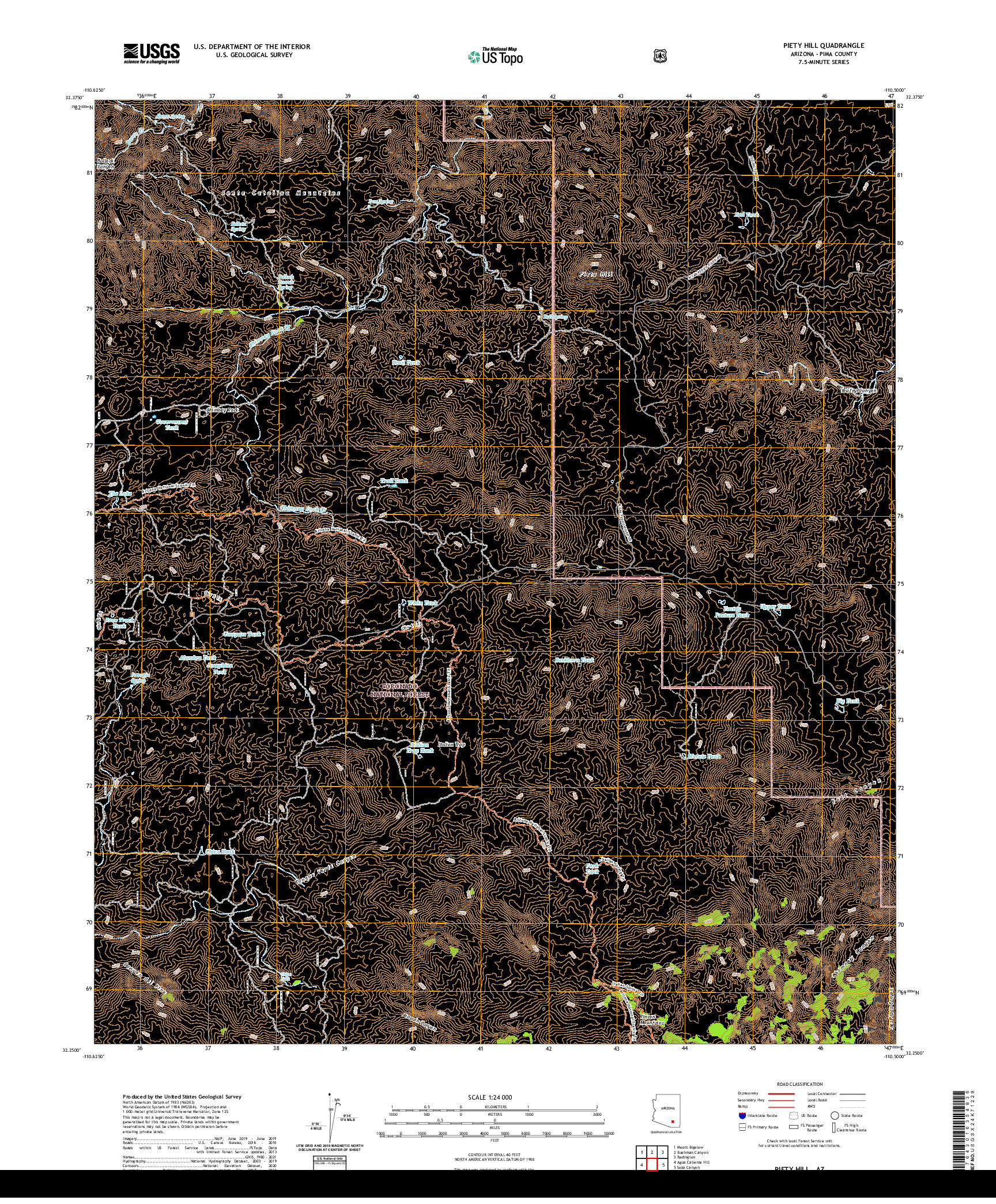 US TOPO 7.5-MINUTE MAP FOR PIETY HILL, AZ