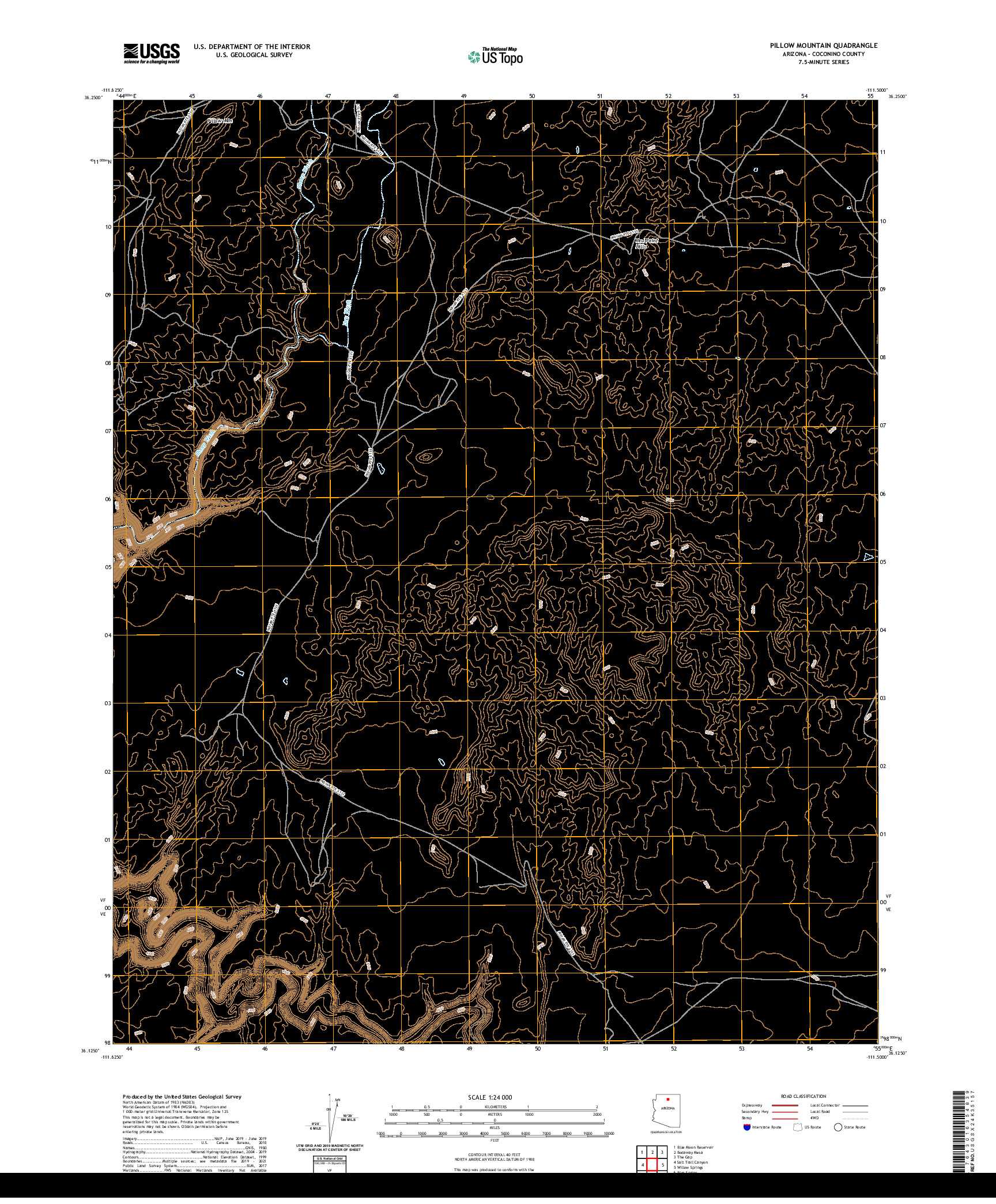 US TOPO 7.5-MINUTE MAP FOR PILLOW MOUNTAIN, AZ