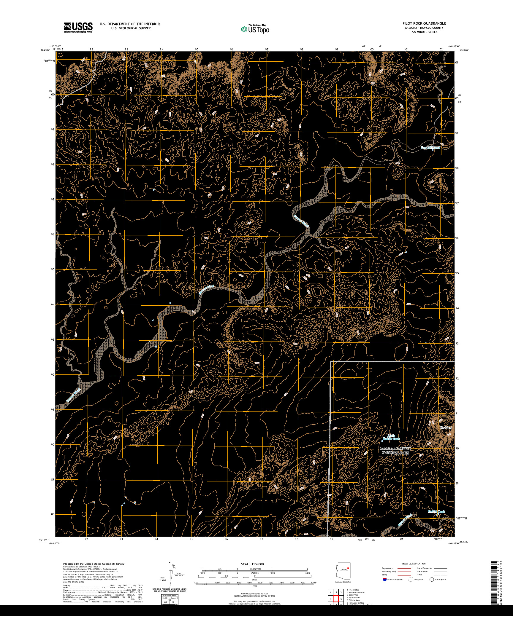 US TOPO 7.5-MINUTE MAP FOR PILOT ROCK, AZ