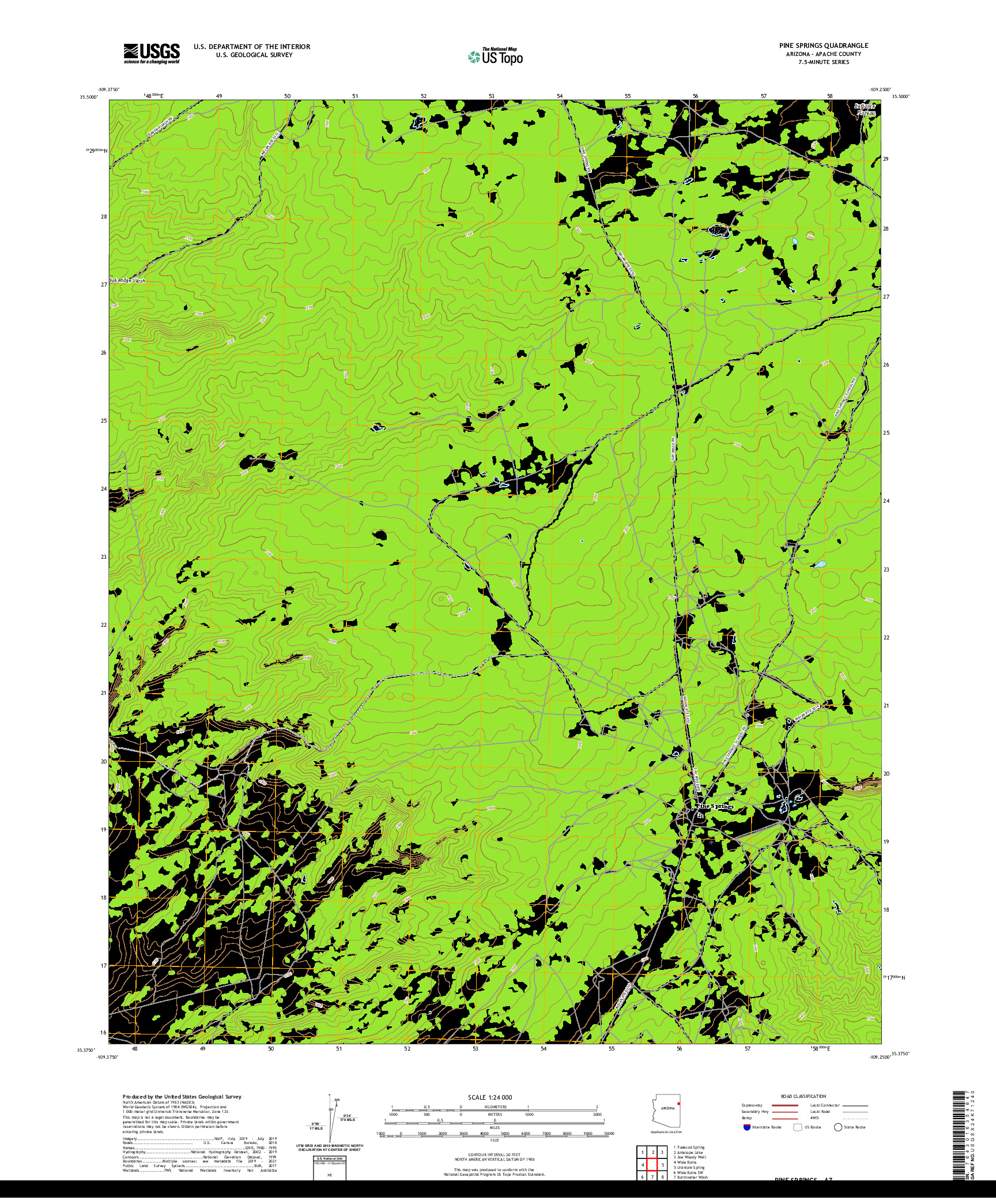 US TOPO 7.5-MINUTE MAP FOR PINE SPRINGS, AZ