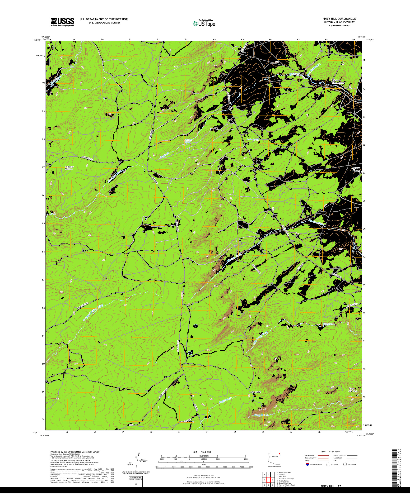 US TOPO 7.5-MINUTE MAP FOR PINEY HILL, AZ