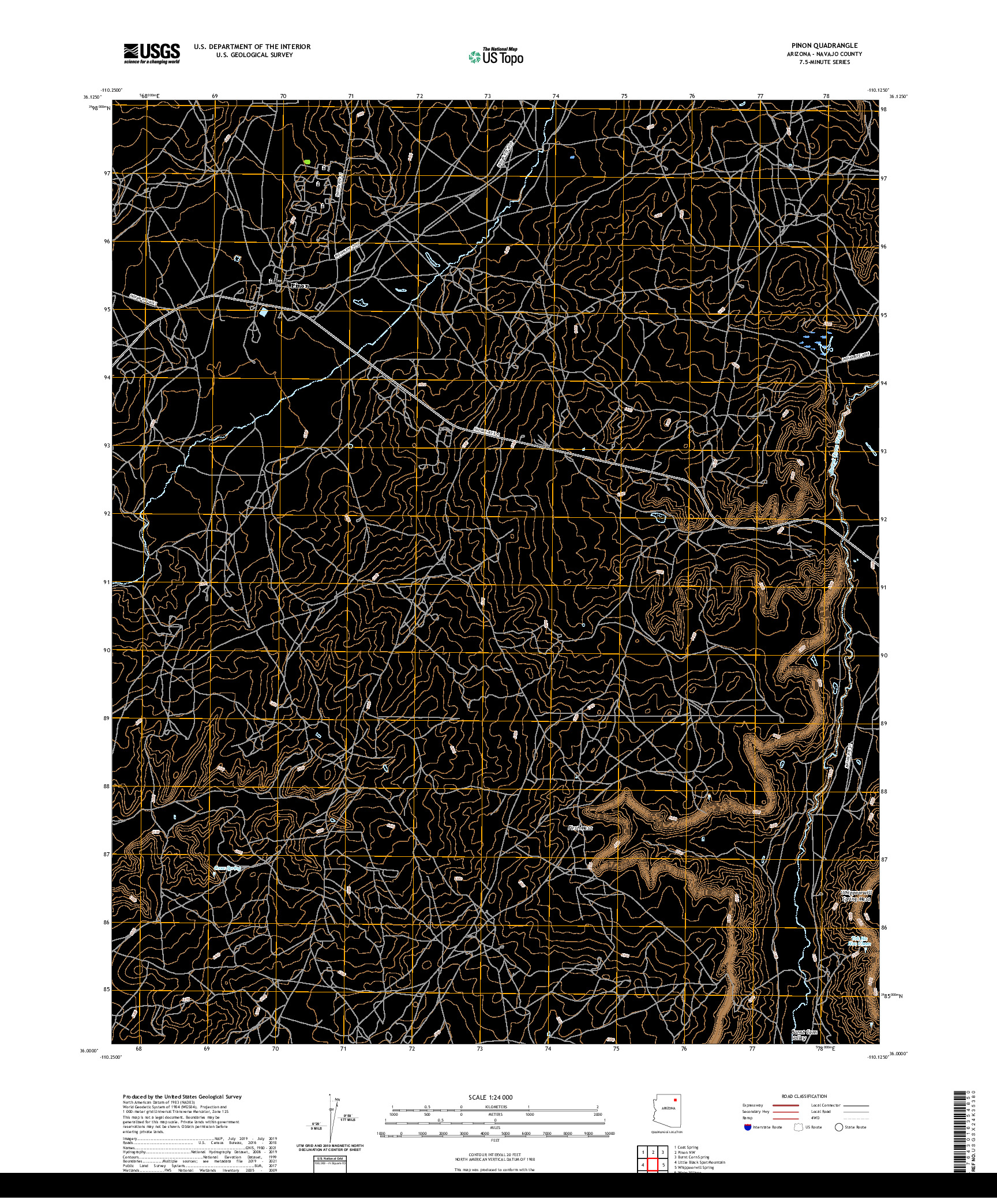 US TOPO 7.5-MINUTE MAP FOR PINON, AZ