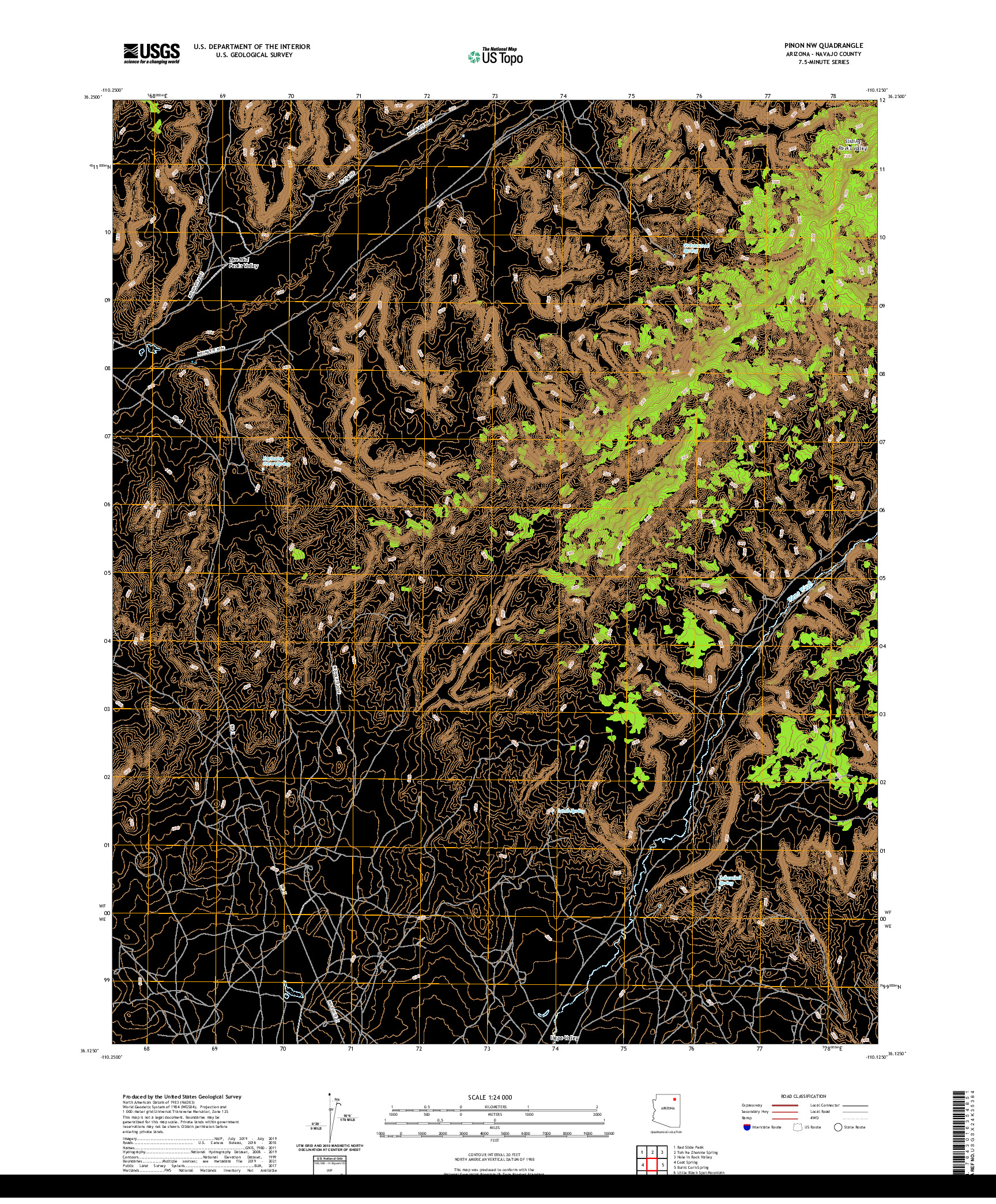 US TOPO 7.5-MINUTE MAP FOR PINON NW, AZ