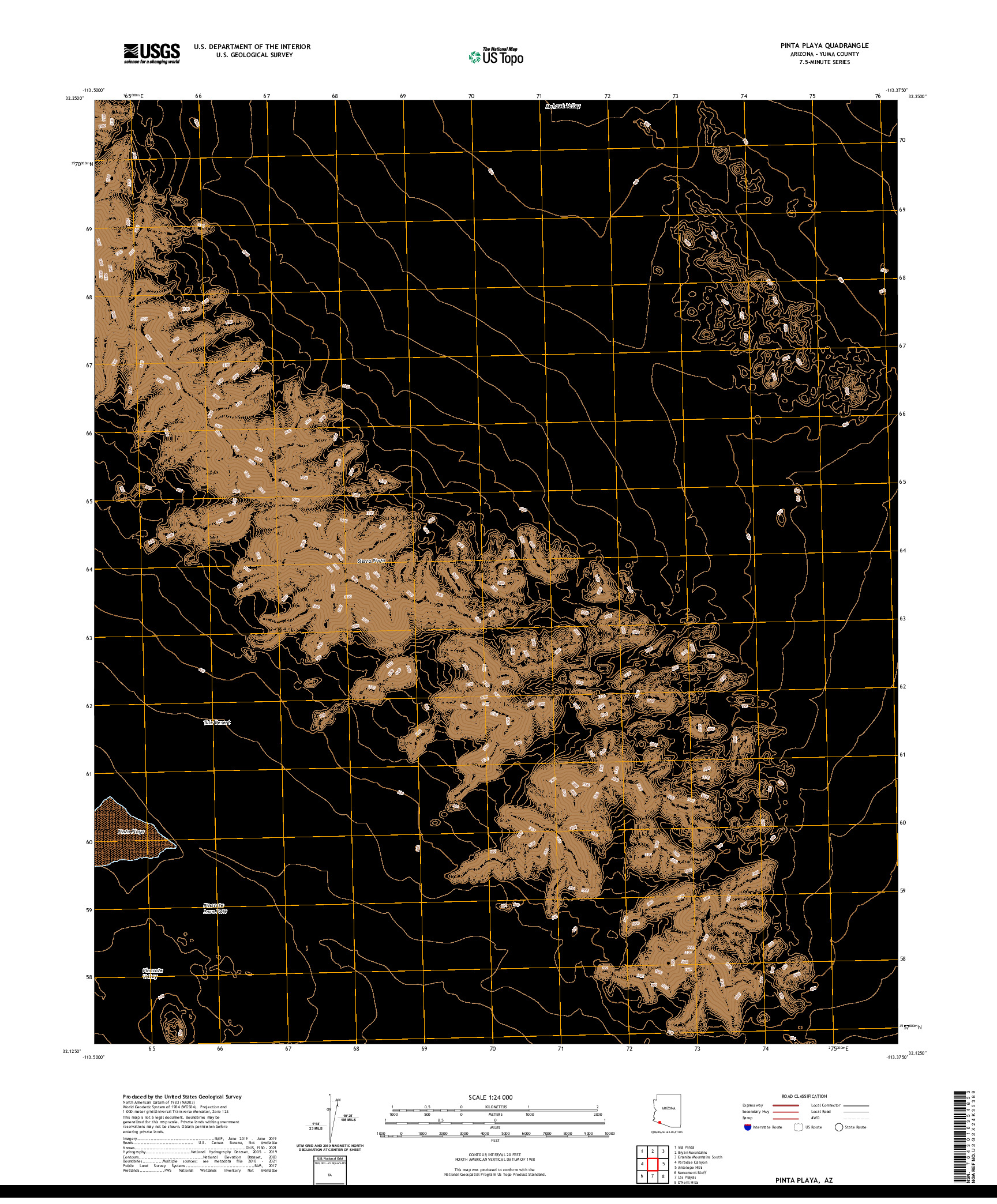 US TOPO 7.5-MINUTE MAP FOR PINTA PLAYA, AZ