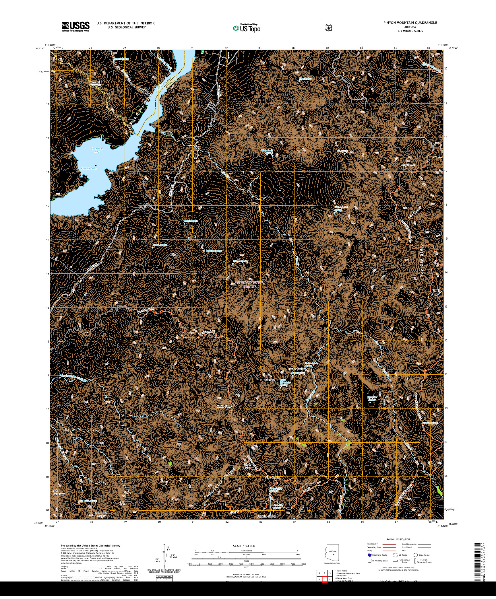 US TOPO 7.5-MINUTE MAP FOR PINYON MOUNTAIN, AZ