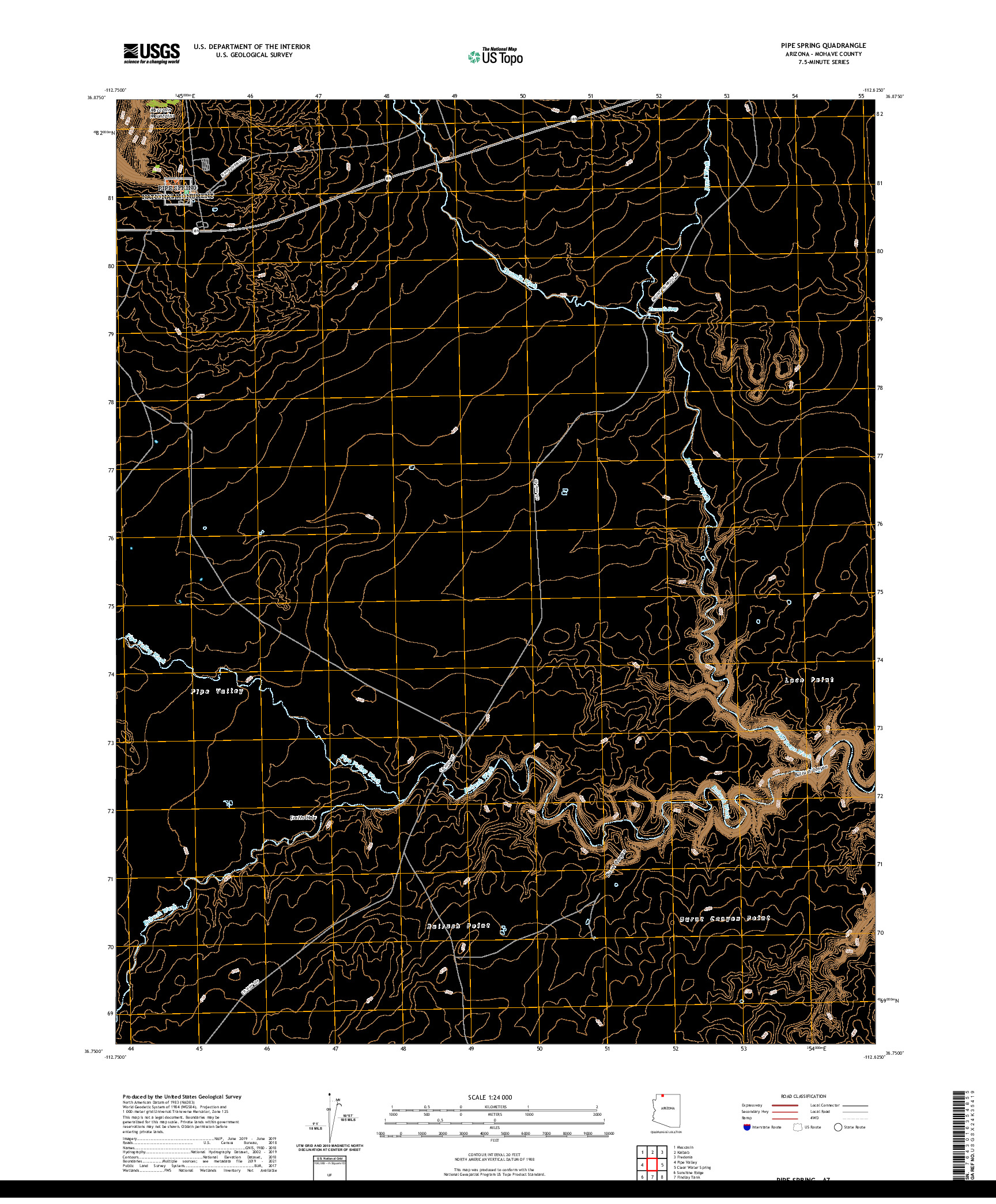 US TOPO 7.5-MINUTE MAP FOR PIPE SPRING, AZ