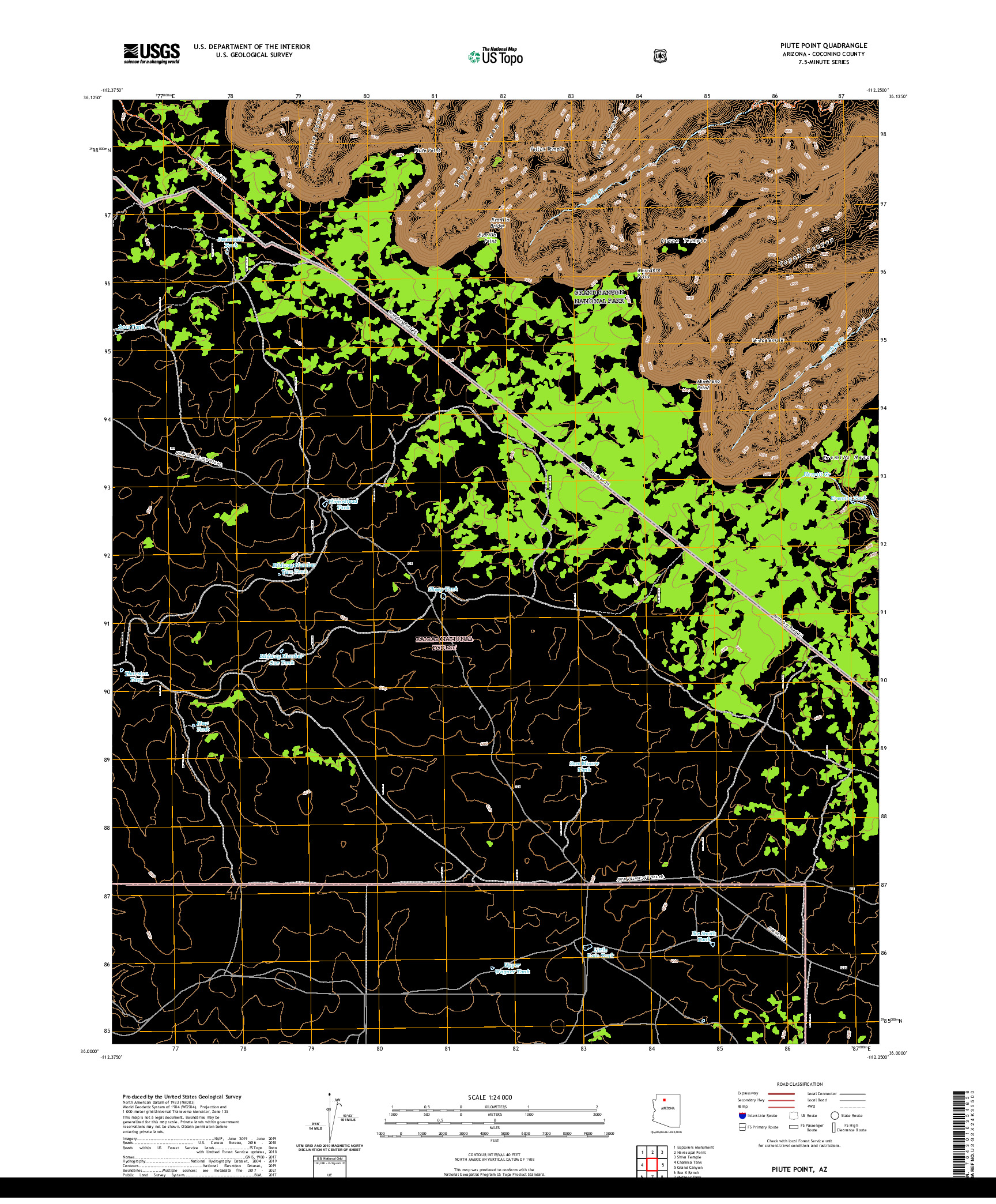 US TOPO 7.5-MINUTE MAP FOR PIUTE POINT, AZ