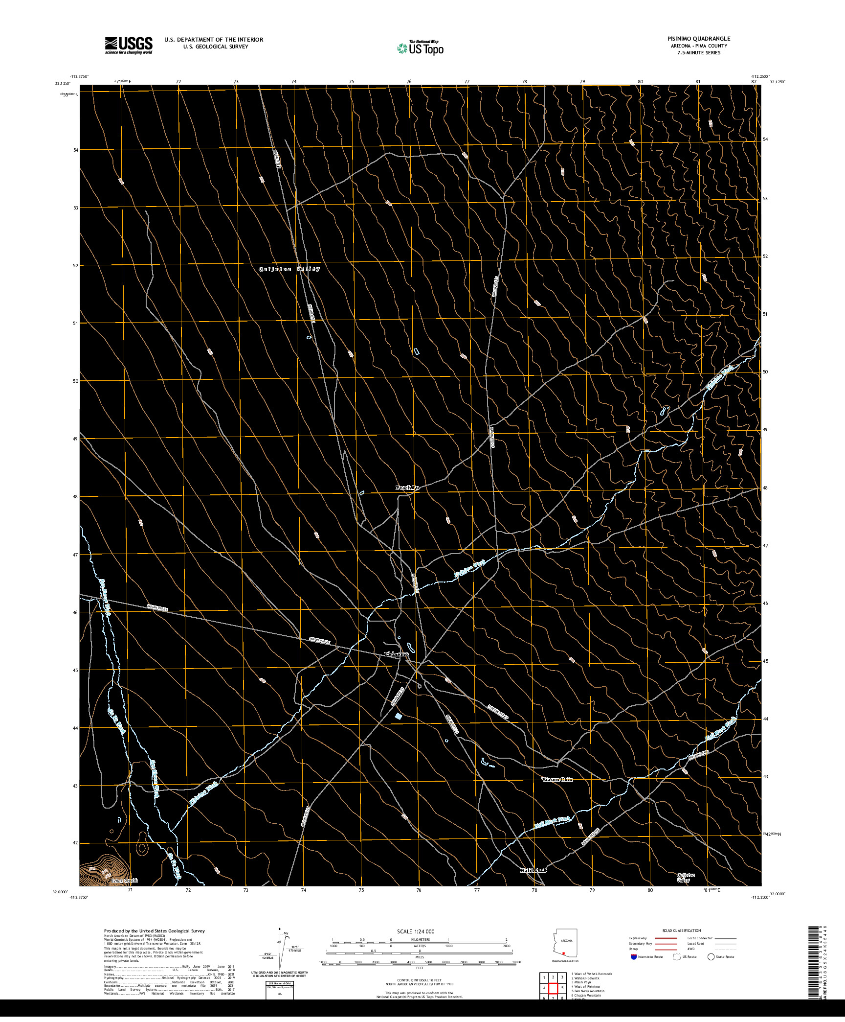 US TOPO 7.5-MINUTE MAP FOR PISINIMO, AZ