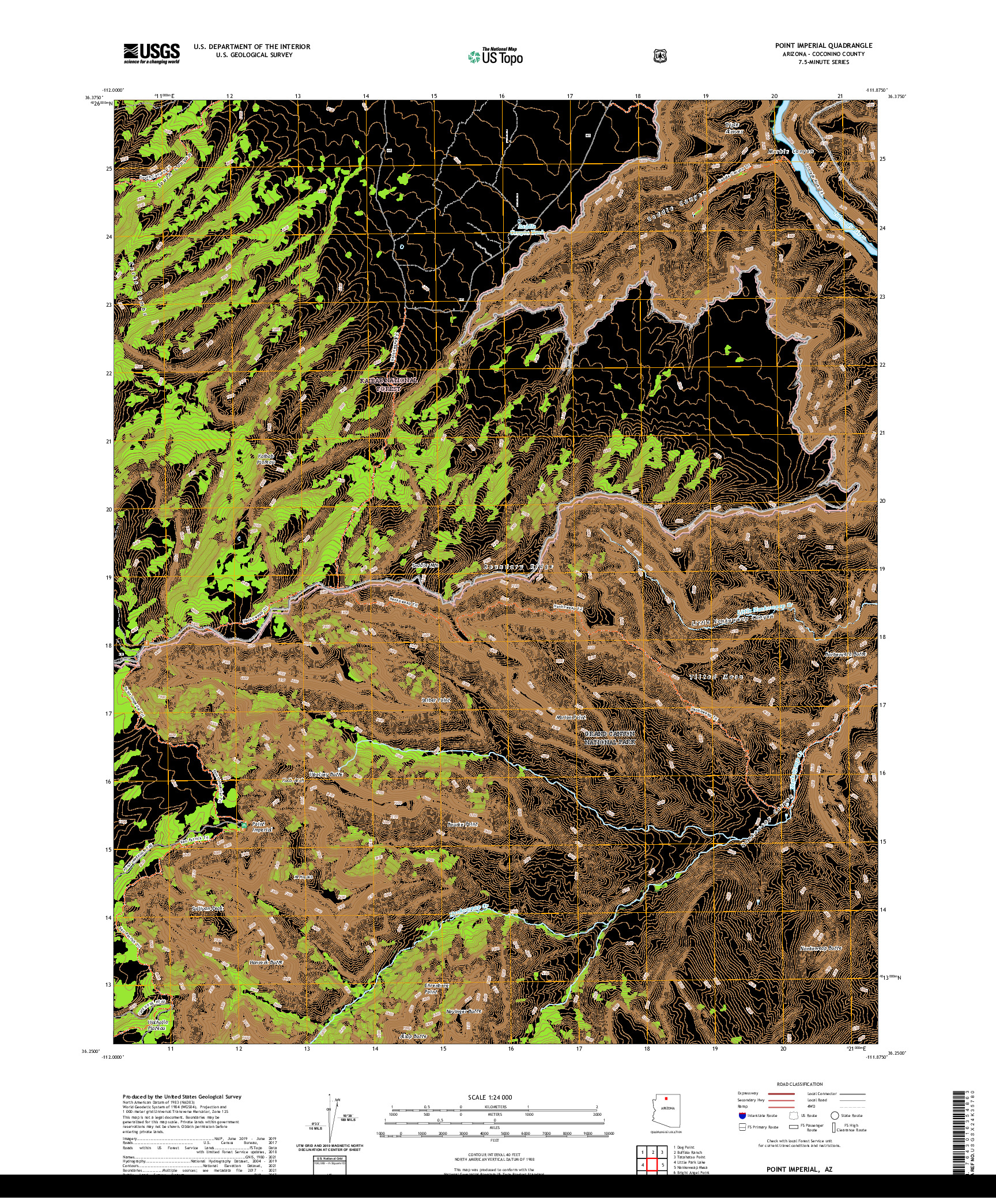 US TOPO 7.5-MINUTE MAP FOR POINT IMPERIAL, AZ