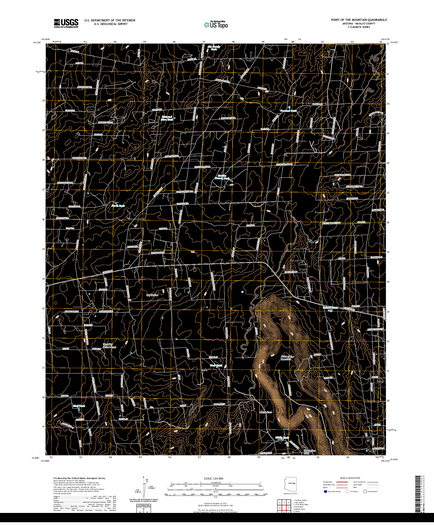 US TOPO 7.5-MINUTE MAP FOR POINT OF THE MOUNTAIN, AZ