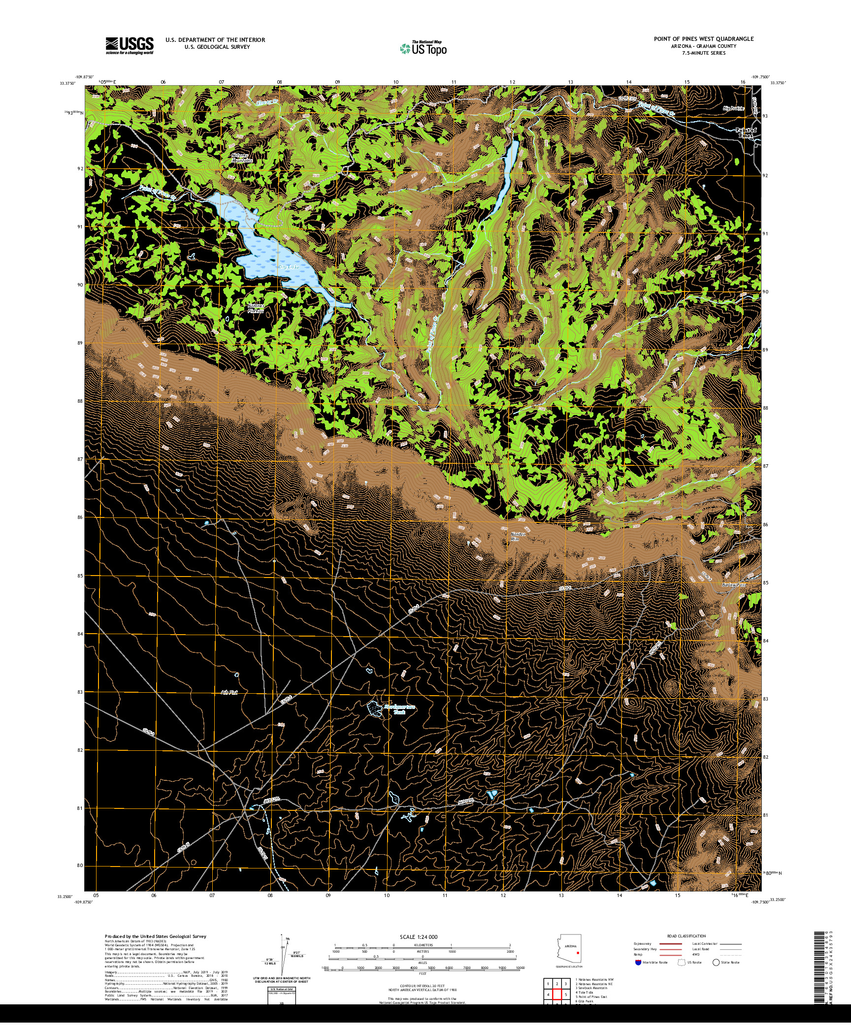 US TOPO 7.5-MINUTE MAP FOR POINT OF PINES WEST, AZ