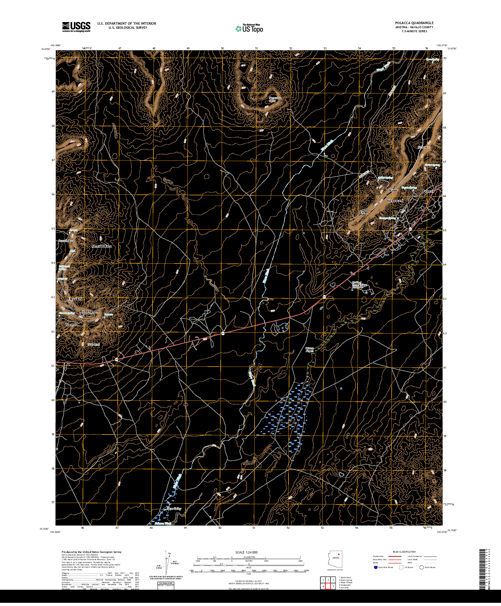 US TOPO 7.5-MINUTE MAP FOR POLACCA, AZ