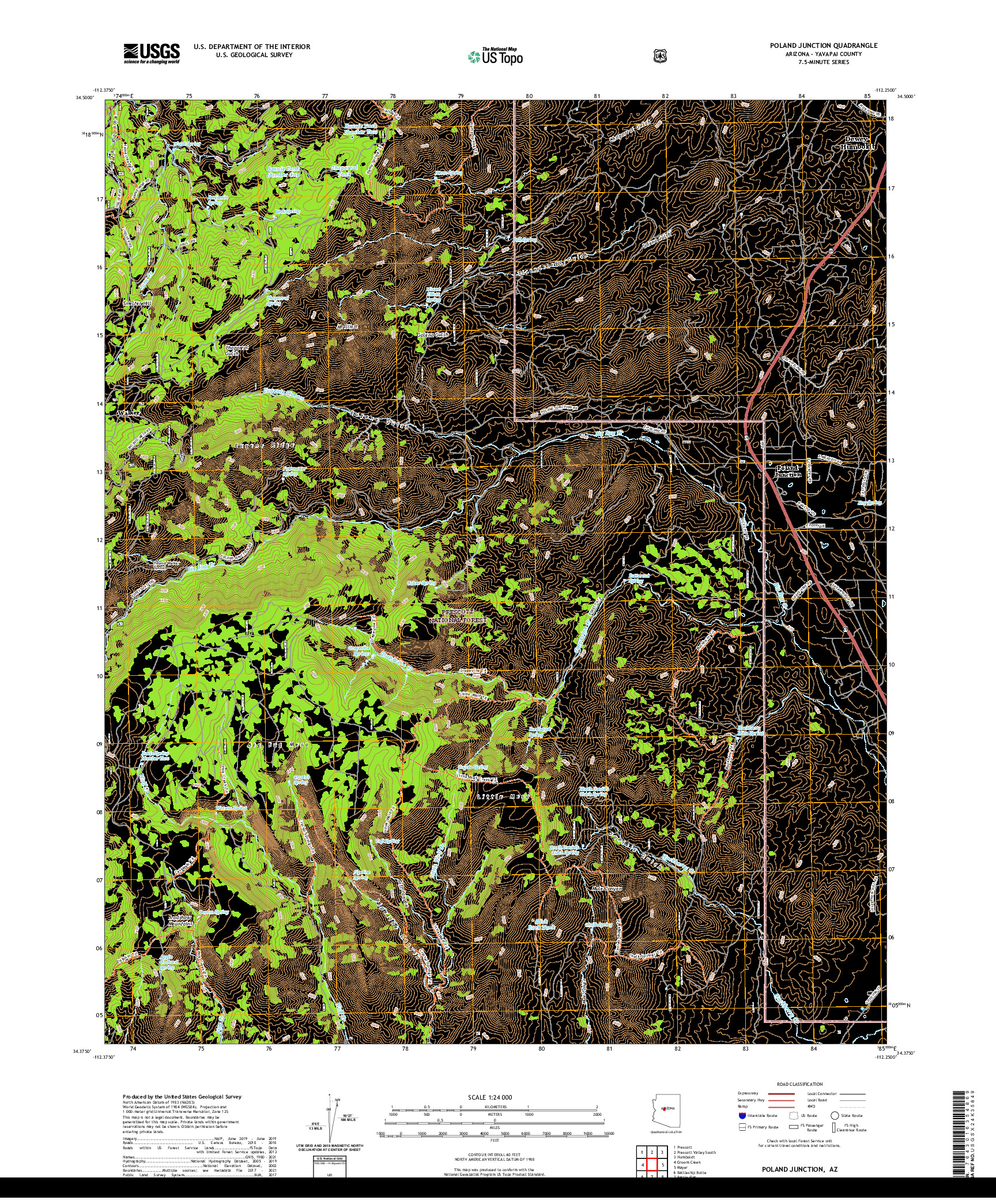 US TOPO 7.5-MINUTE MAP FOR POLAND JUNCTION, AZ