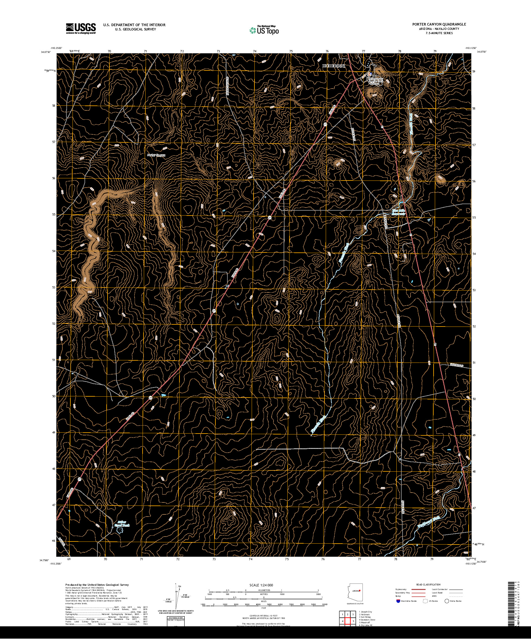 US TOPO 7.5-MINUTE MAP FOR PORTER CANYON, AZ