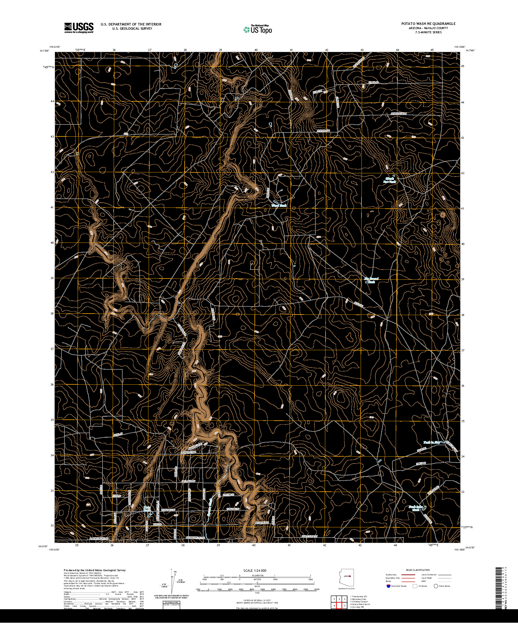 US TOPO 7.5-MINUTE MAP FOR POTATO WASH NE, AZ