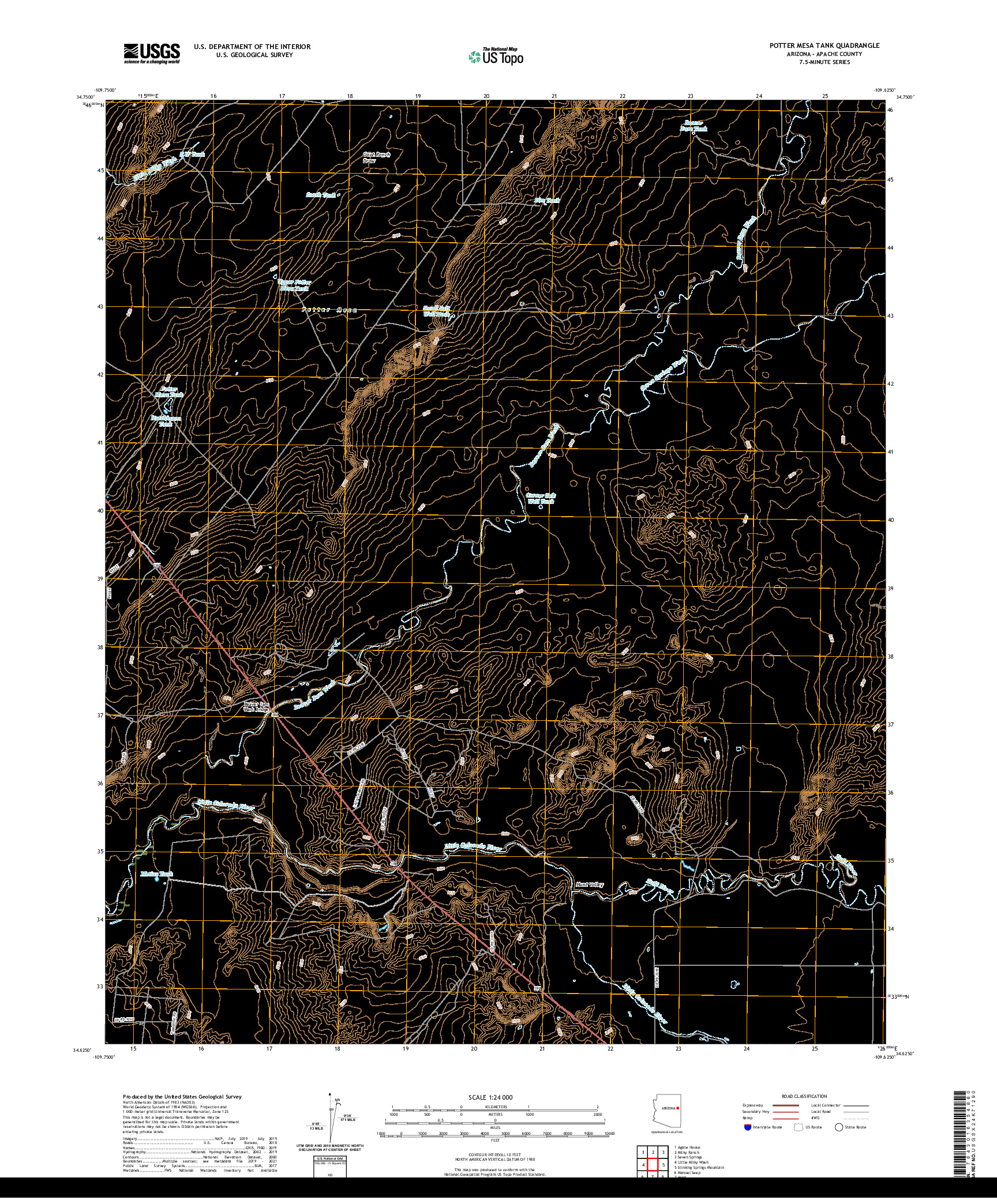 US TOPO 7.5-MINUTE MAP FOR POTTER MESA TANK, AZ