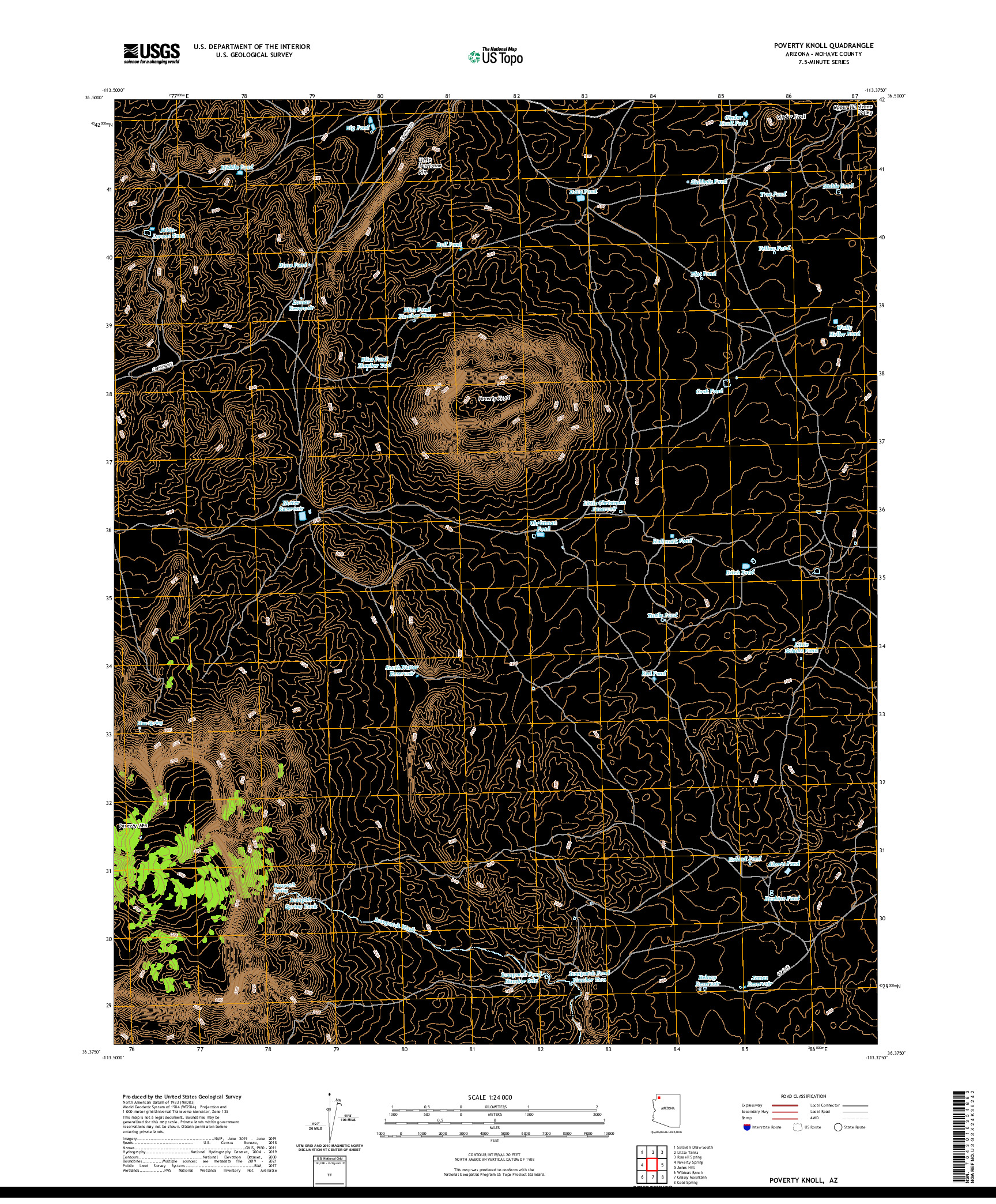 US TOPO 7.5-MINUTE MAP FOR POVERTY KNOLL, AZ