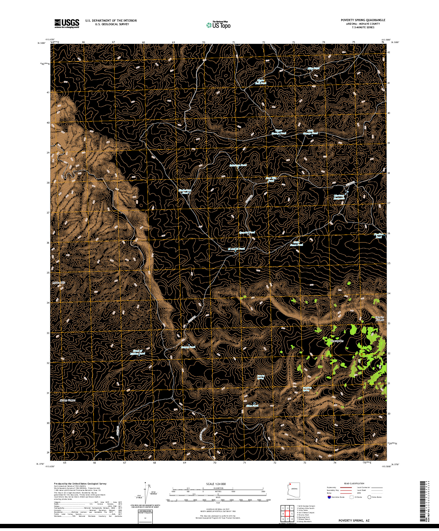 US TOPO 7.5-MINUTE MAP FOR POVERTY SPRING, AZ