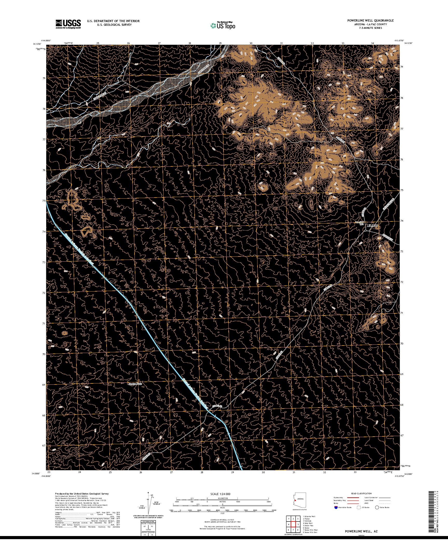 US TOPO 7.5-MINUTE MAP FOR POWERLINE WELL, AZ