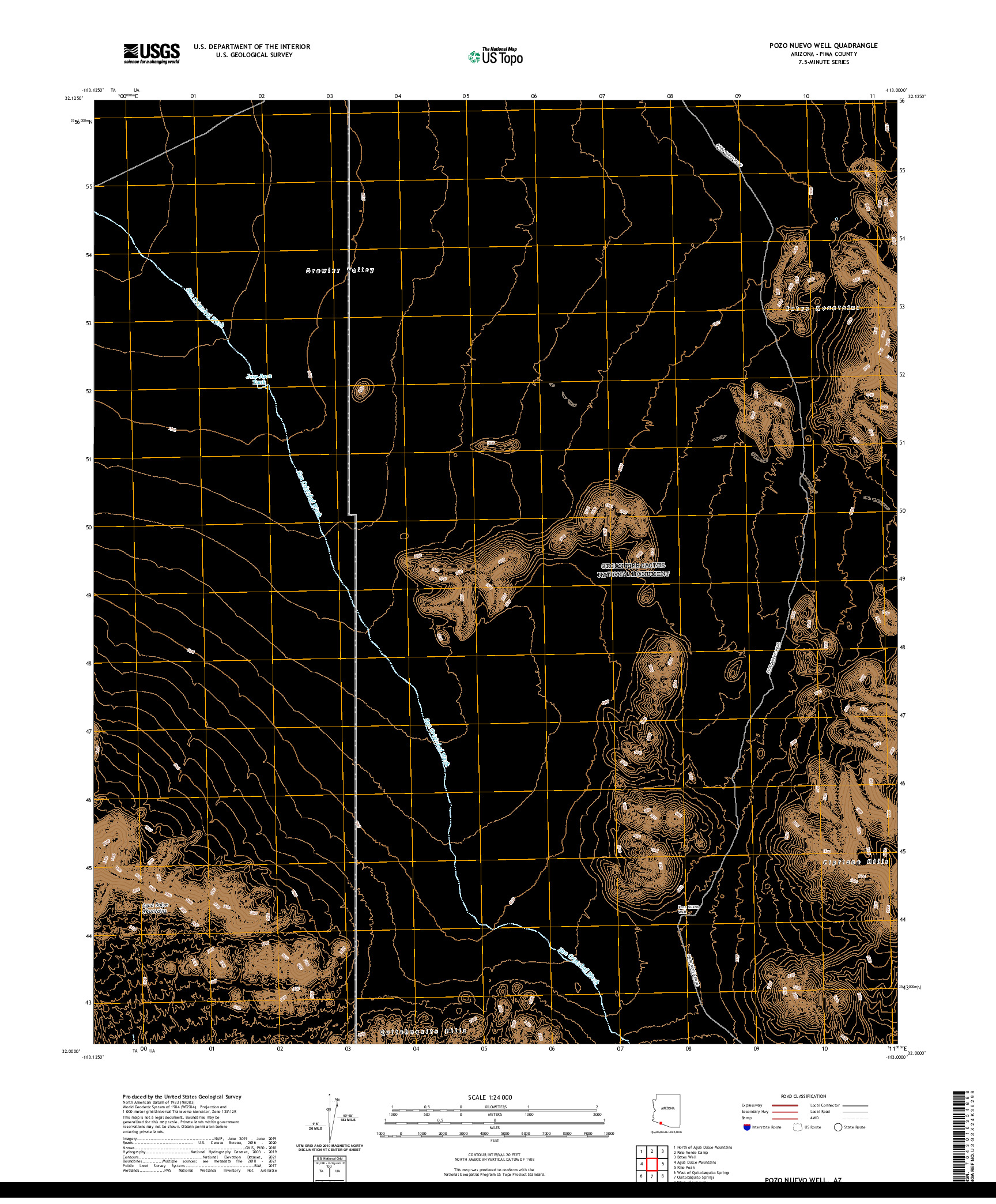 USGS US TOPO 7.5-MINUTE MAP FOR POZO NUEVO WELL, AZ 2021