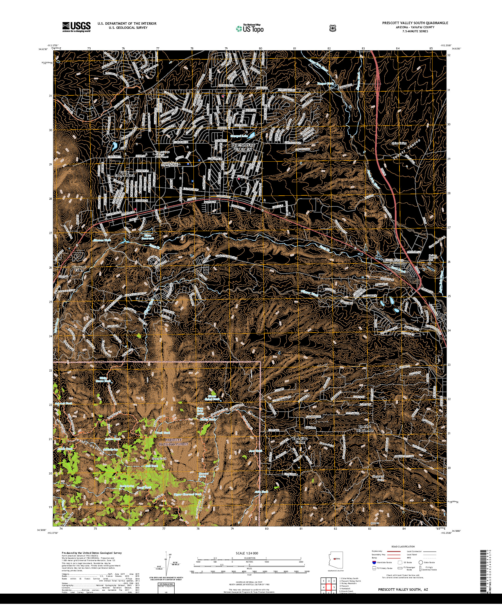 US TOPO 7.5-MINUTE MAP FOR PRESCOTT VALLEY SOUTH, AZ