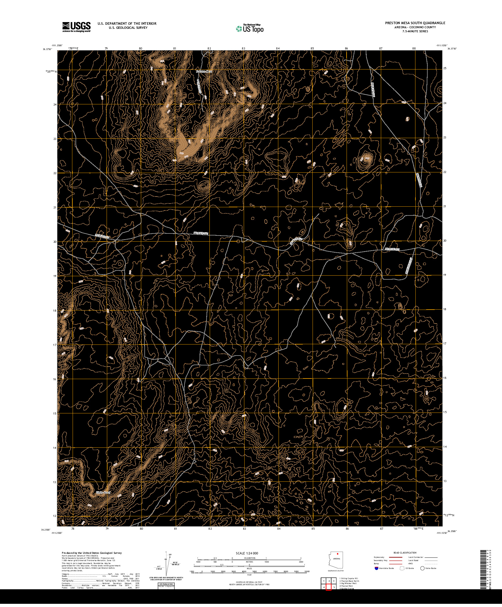 US TOPO 7.5-MINUTE MAP FOR PRESTON MESA SOUTH, AZ