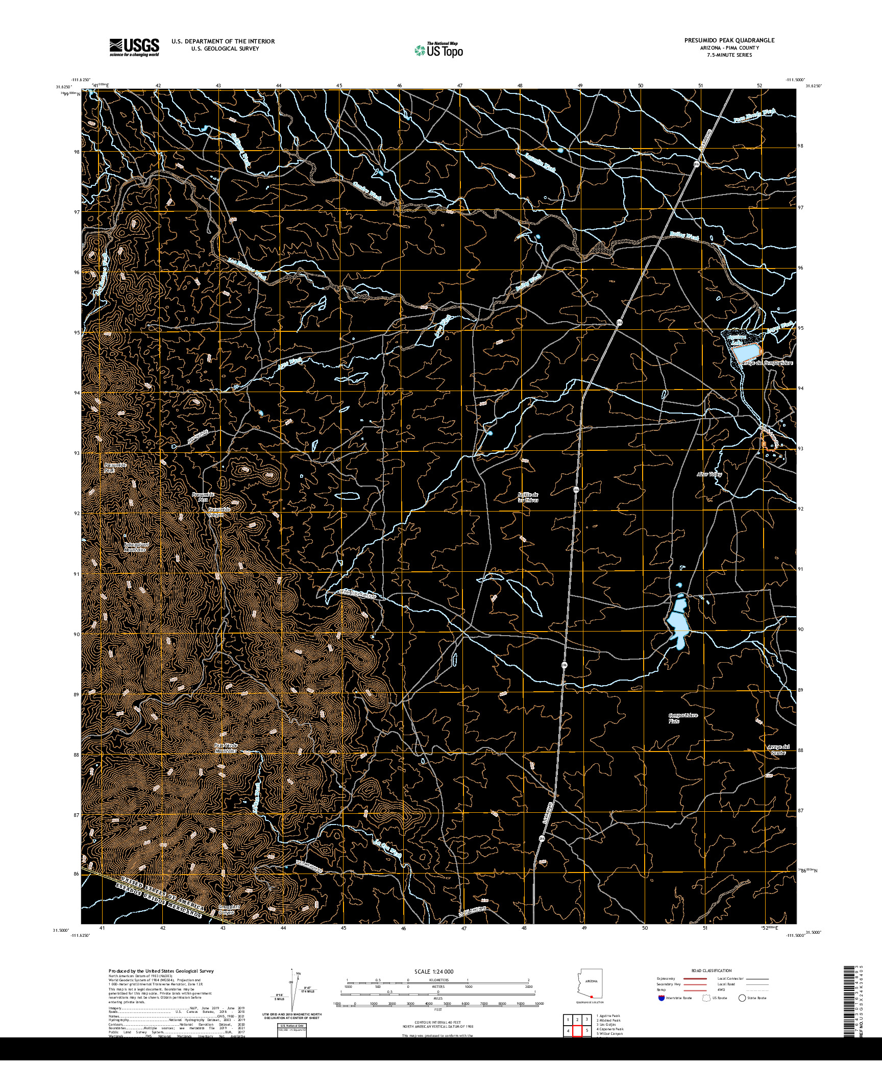 USGS US TOPO 7.5-MINUTE MAP FOR PRESUMIDO PEAK, AZ,SON 2021