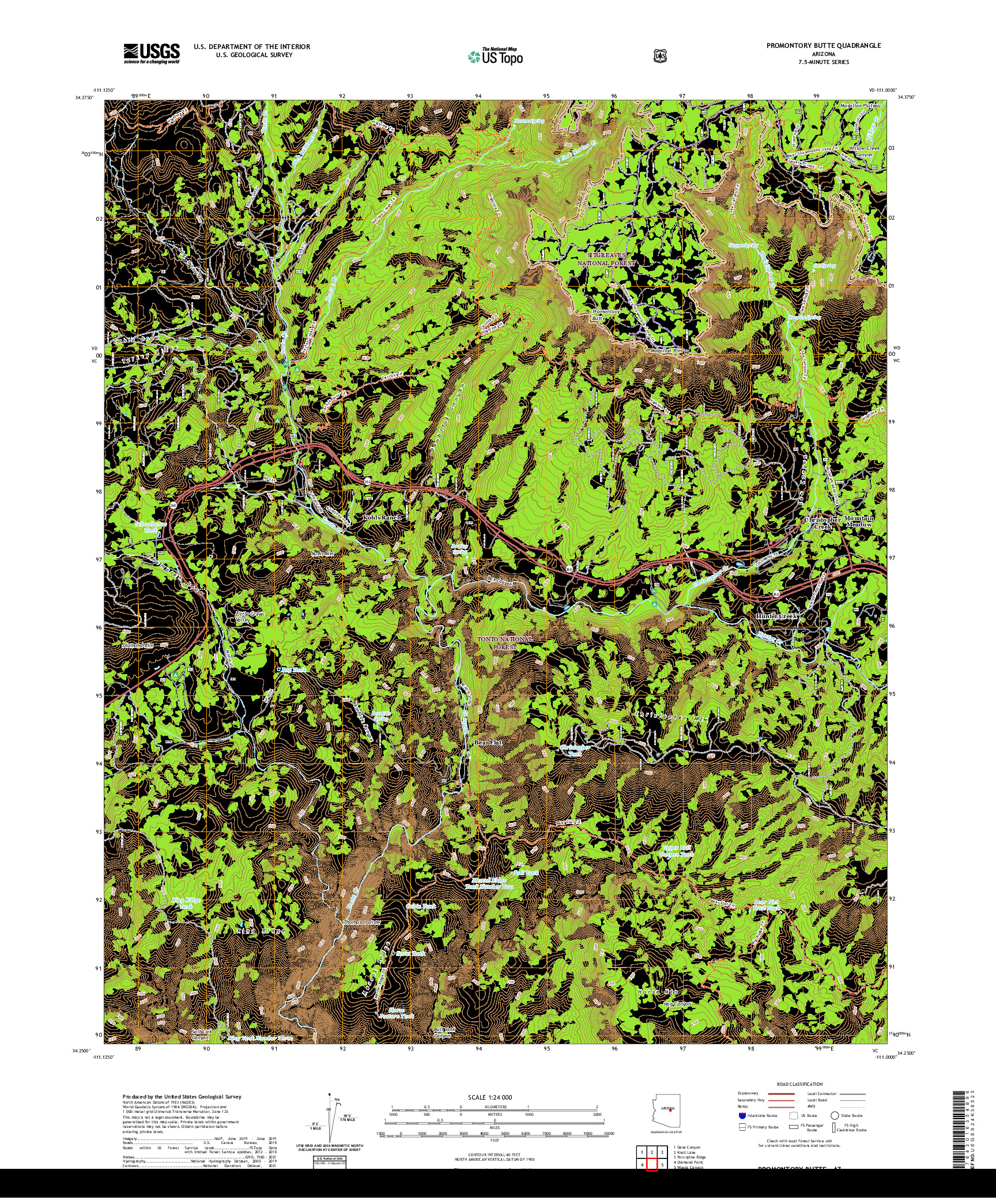 US TOPO 7.5-MINUTE MAP FOR PROMONTORY BUTTE, AZ