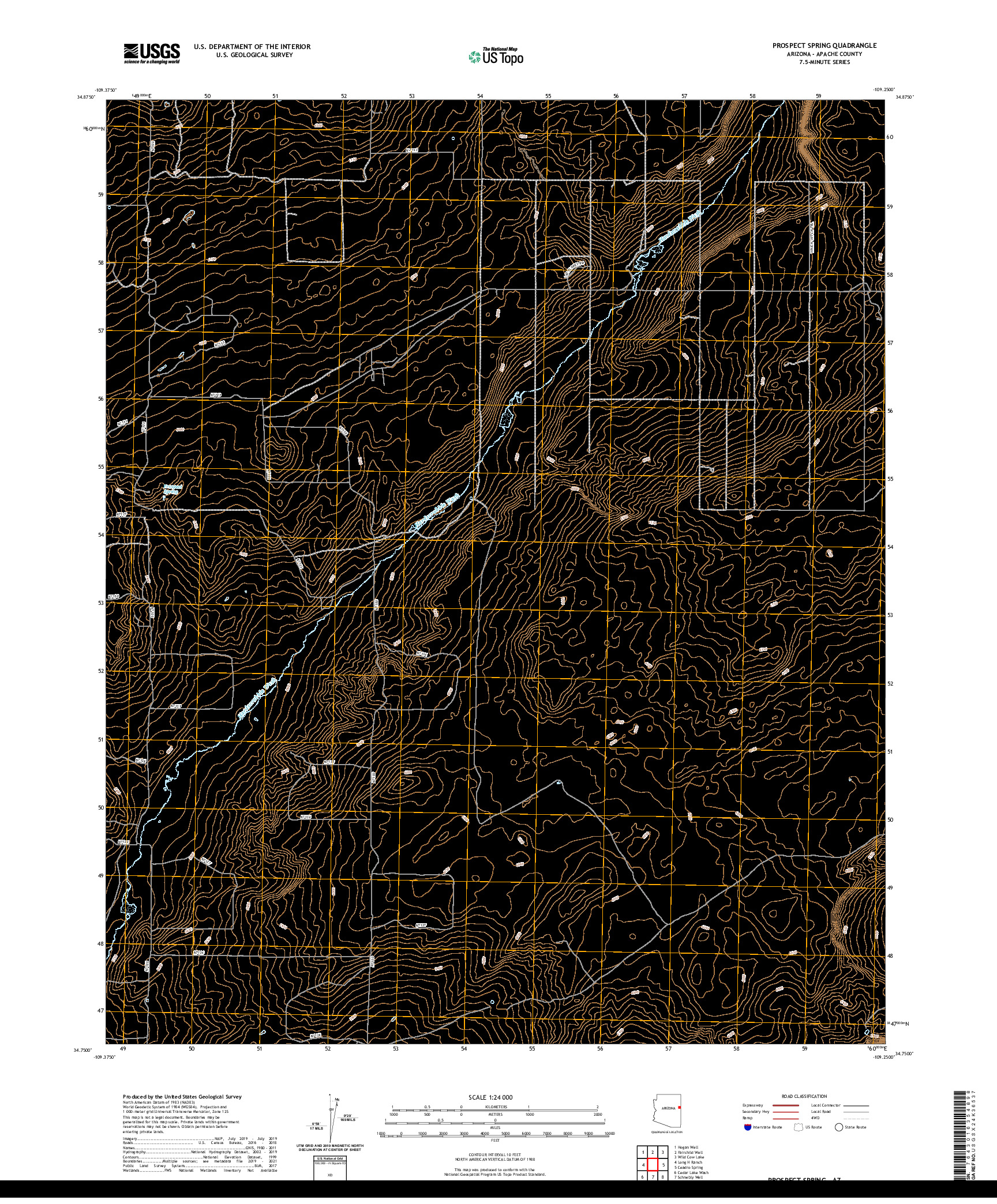 US TOPO 7.5-MINUTE MAP FOR PROSPECT SPRING, AZ