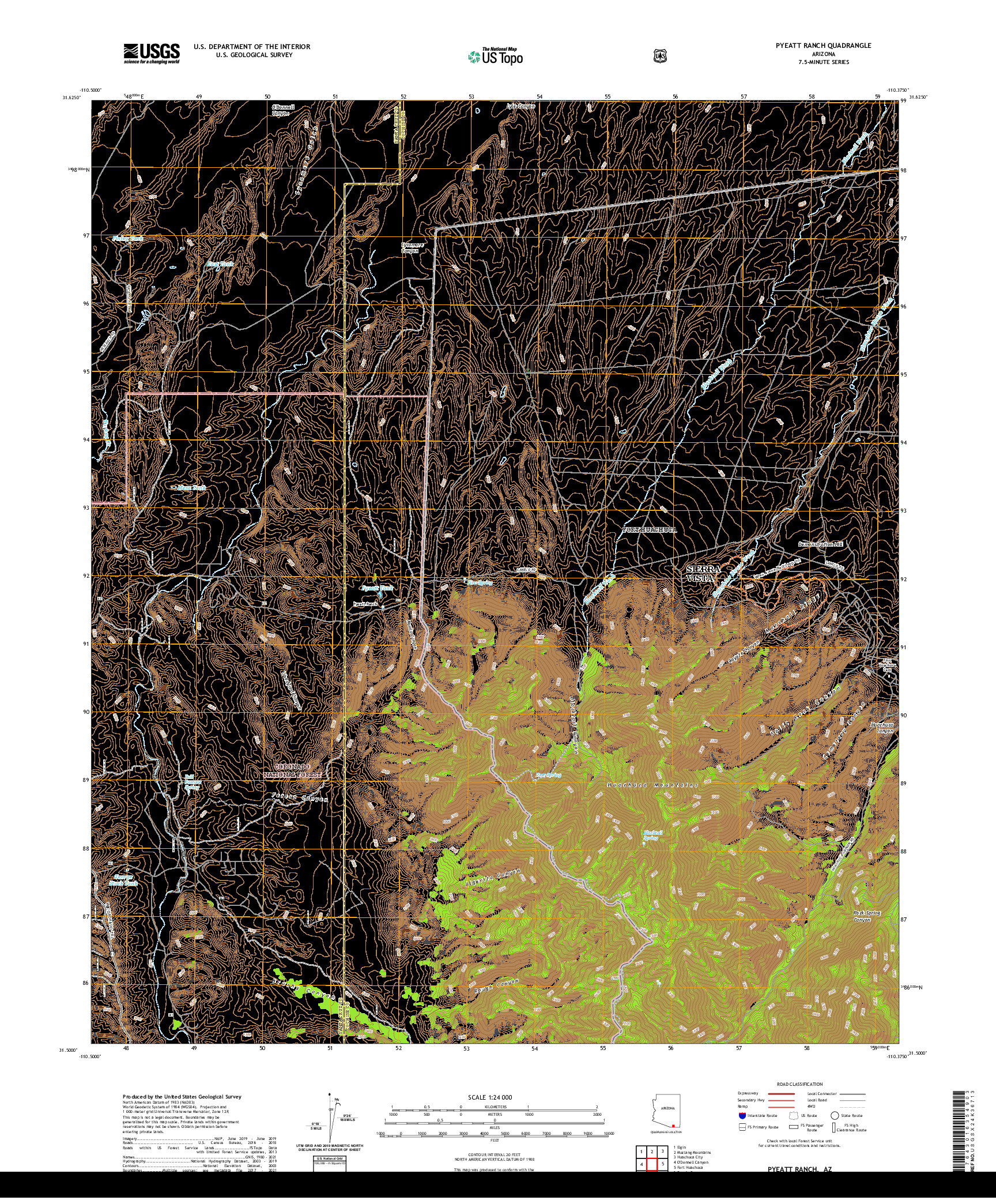 US TOPO 7.5-MINUTE MAP FOR PYEATT RANCH, AZ