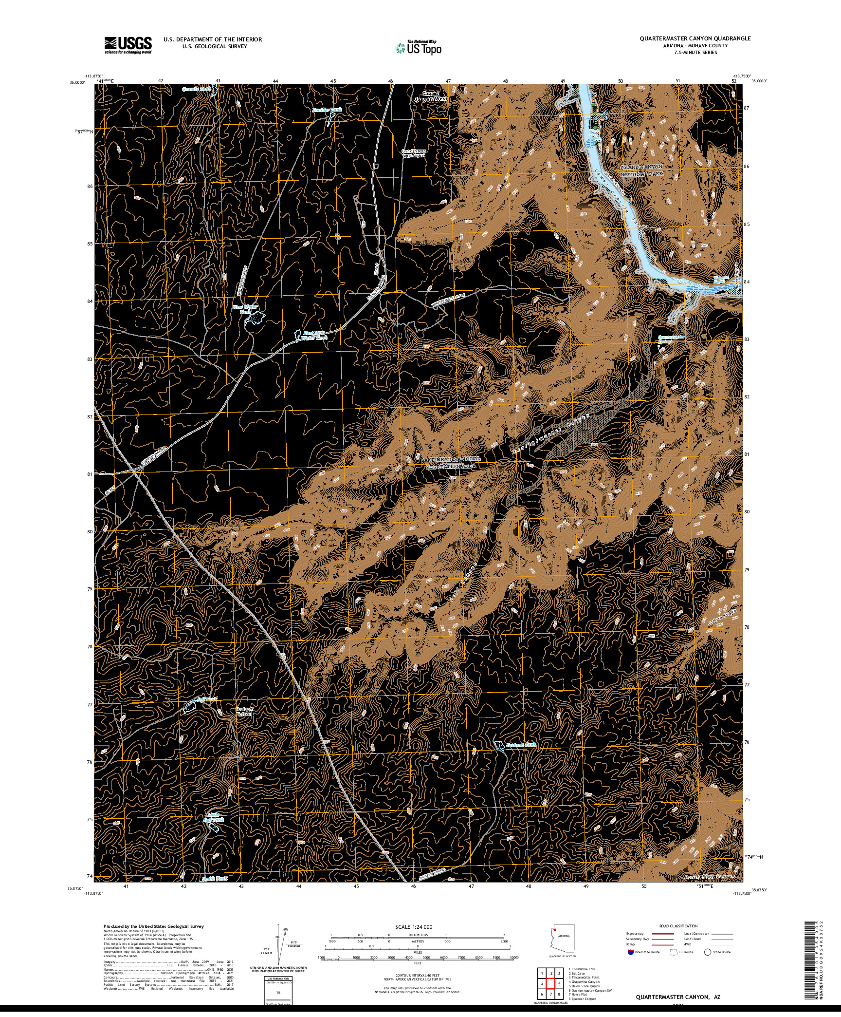 US TOPO 7.5-MINUTE MAP FOR QUARTERMASTER CANYON, AZ