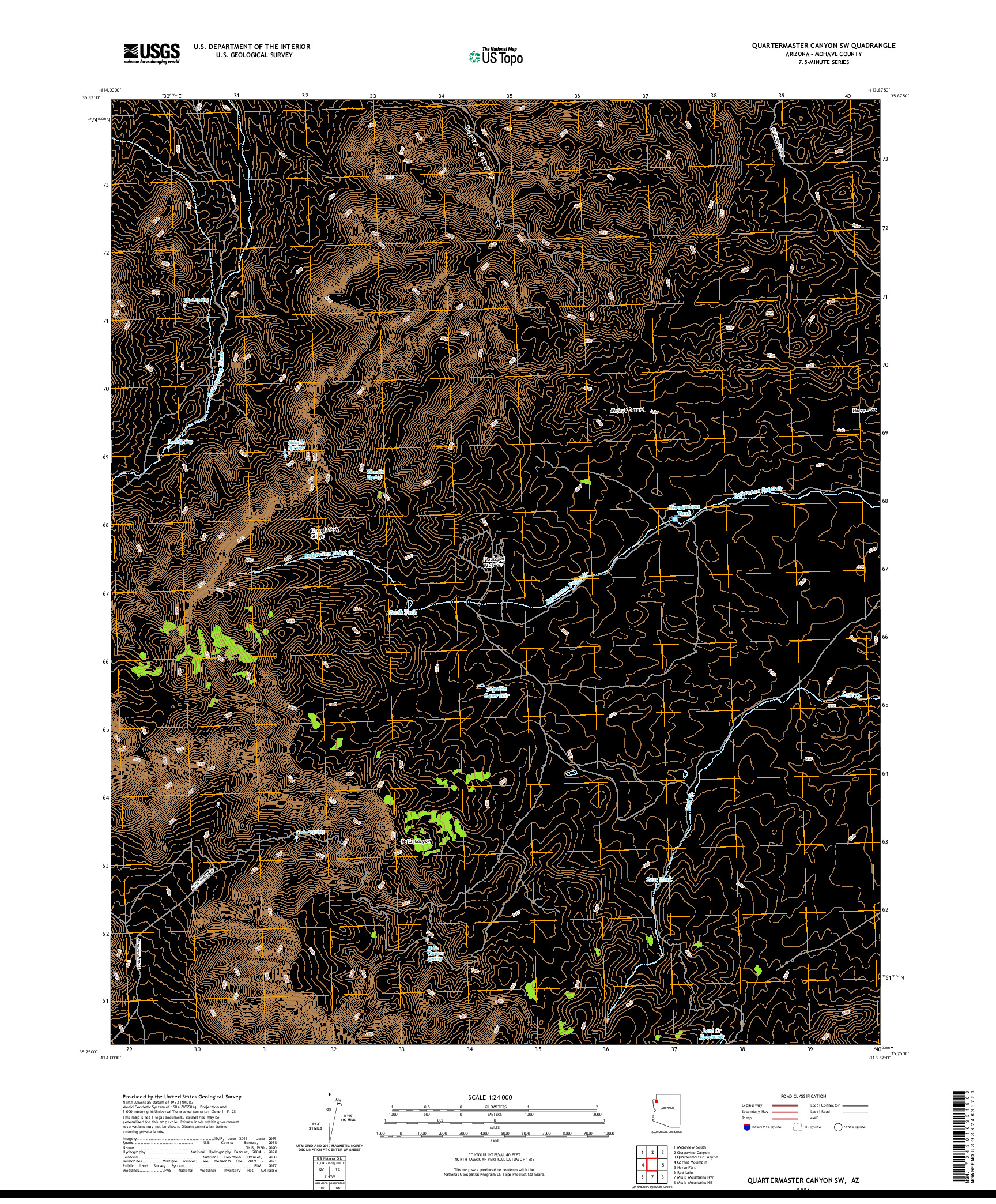 US TOPO 7.5-MINUTE MAP FOR QUARTERMASTER CANYON SW, AZ