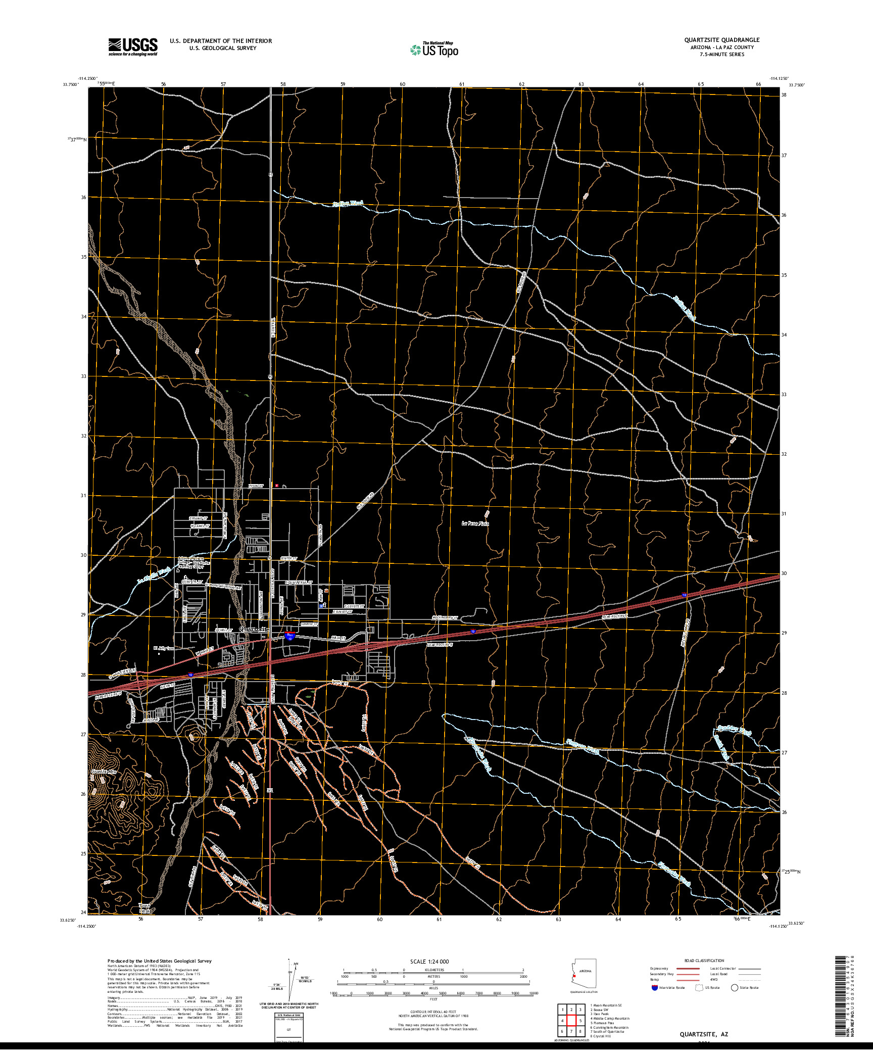 US TOPO 7.5-MINUTE MAP FOR QUARTZSITE, AZ