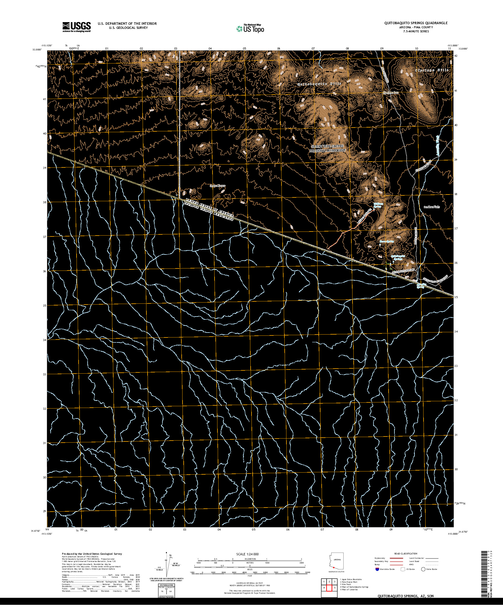USGS US TOPO 7.5-MINUTE MAP FOR QUITOBAQUITO SPRINGS, AZ,SON 2021