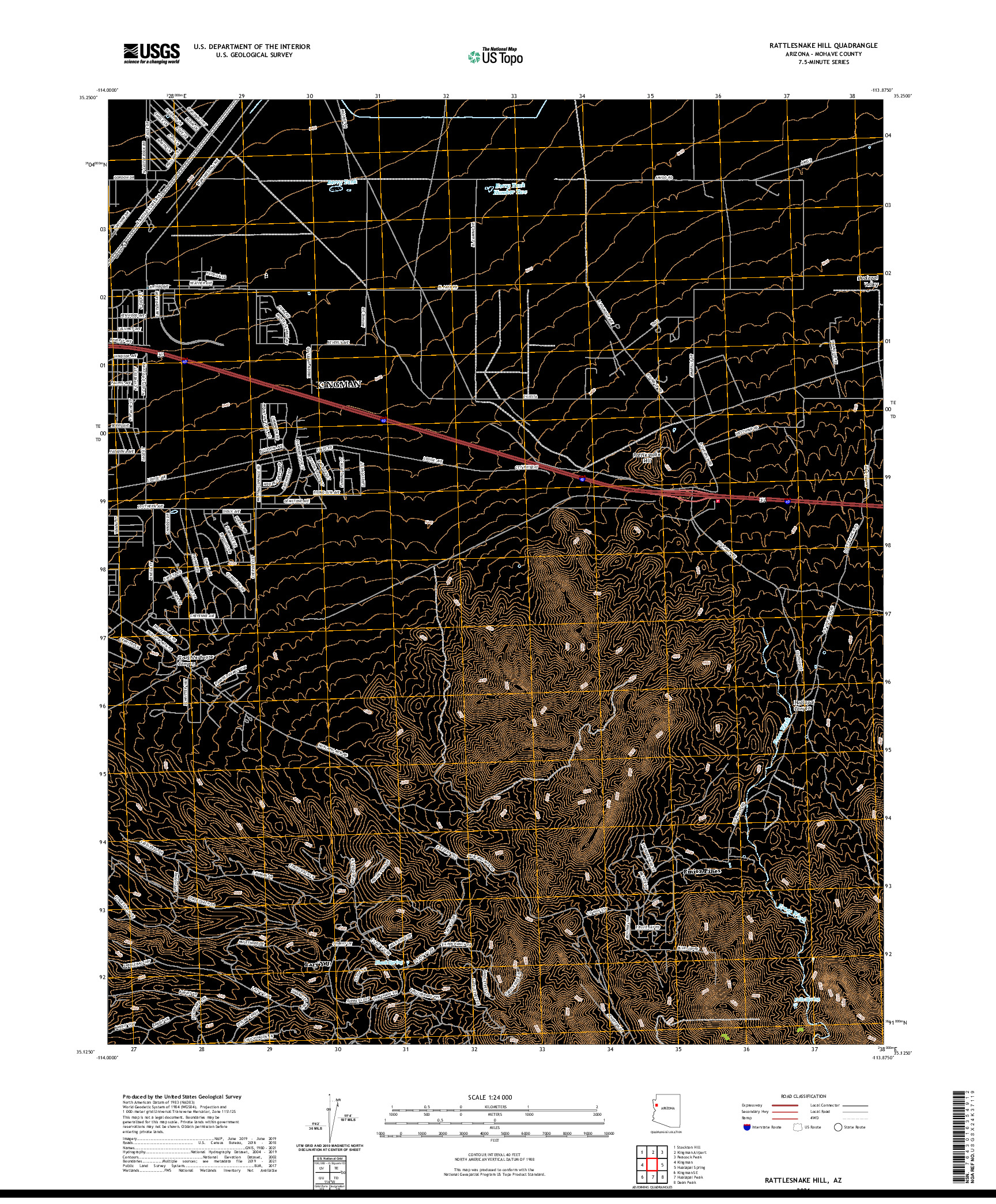 US TOPO 7.5-MINUTE MAP FOR RATTLESNAKE HILL, AZ