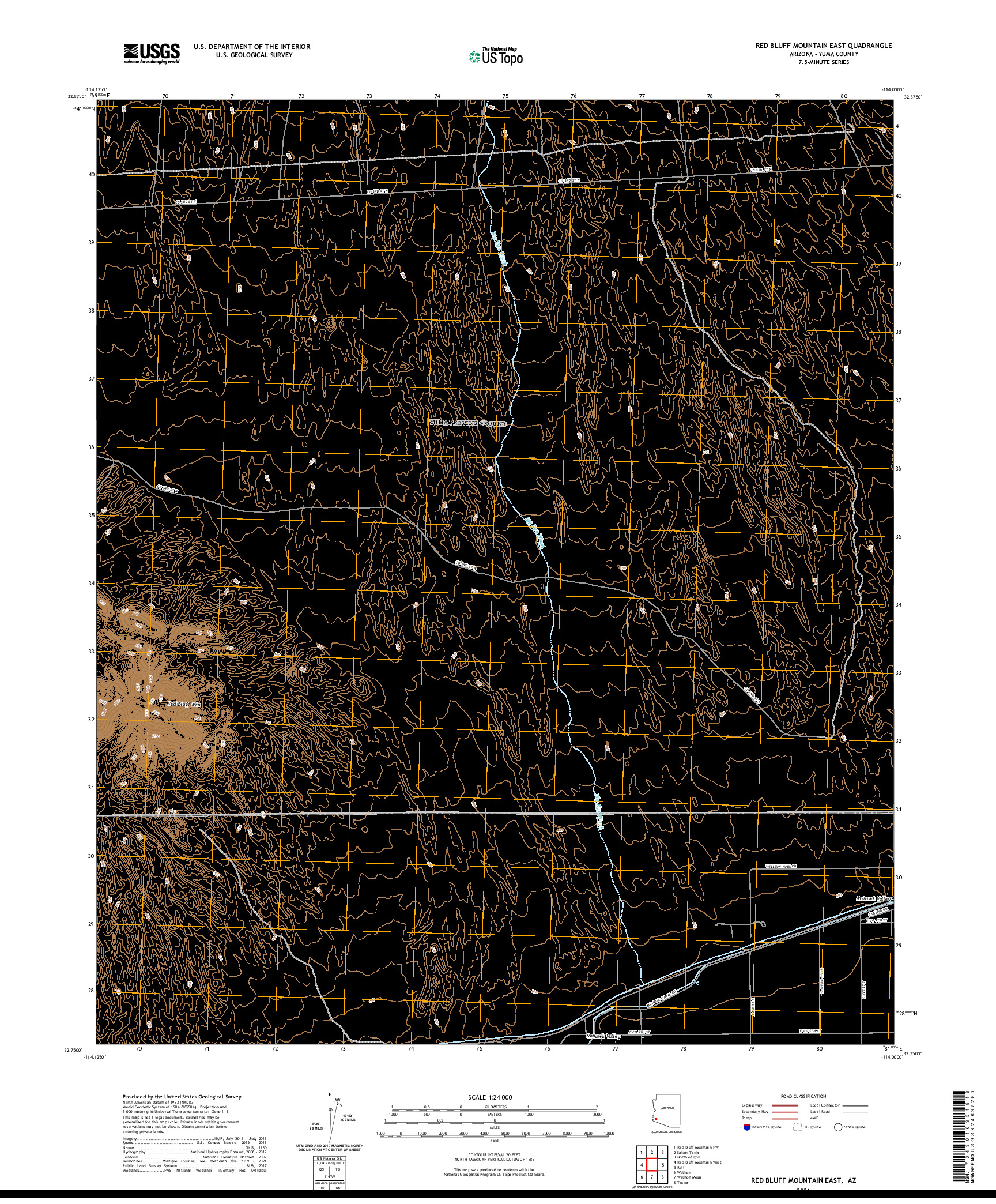 USGS US TOPO 7.5-MINUTE MAP FOR RED BLUFF MOUNTAIN EAST, AZ 2021