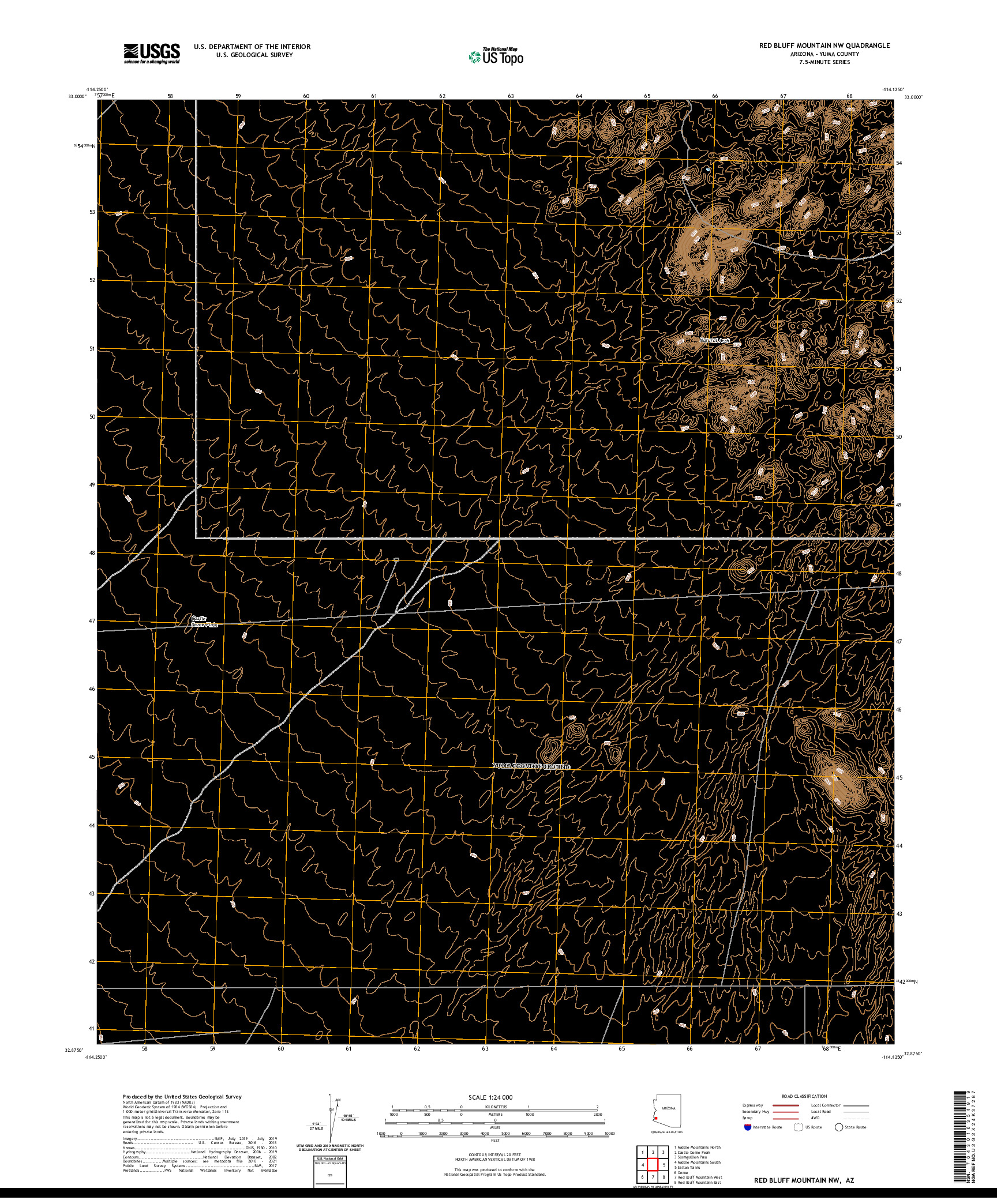 USGS US TOPO 7.5-MINUTE MAP FOR RED BLUFF MOUNTAIN NW, AZ 2021