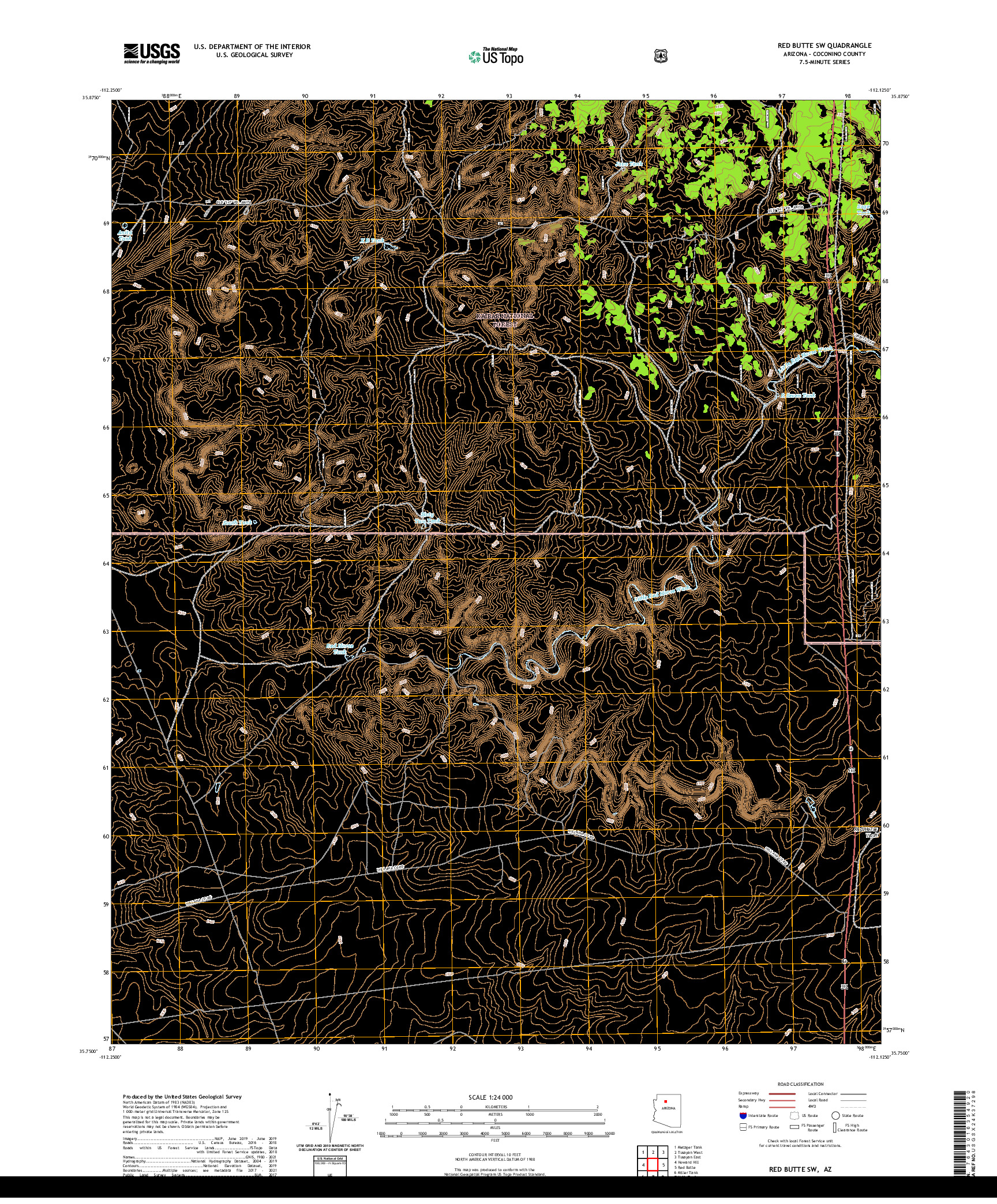 US TOPO 7.5-MINUTE MAP FOR RED BUTTE SW, AZ