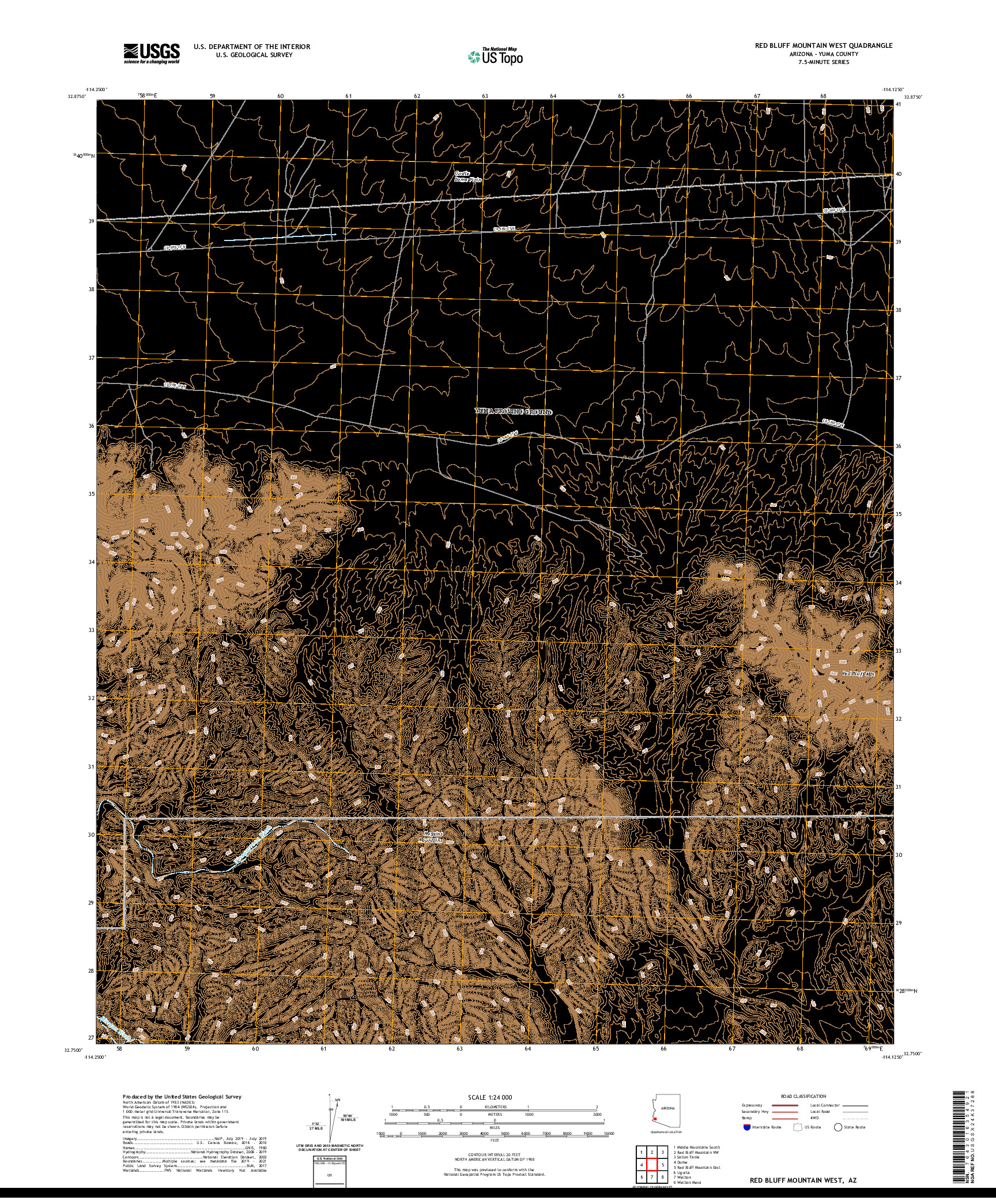 USGS US TOPO 7.5-MINUTE MAP FOR RED BLUFF MOUNTAIN WEST, AZ 2021