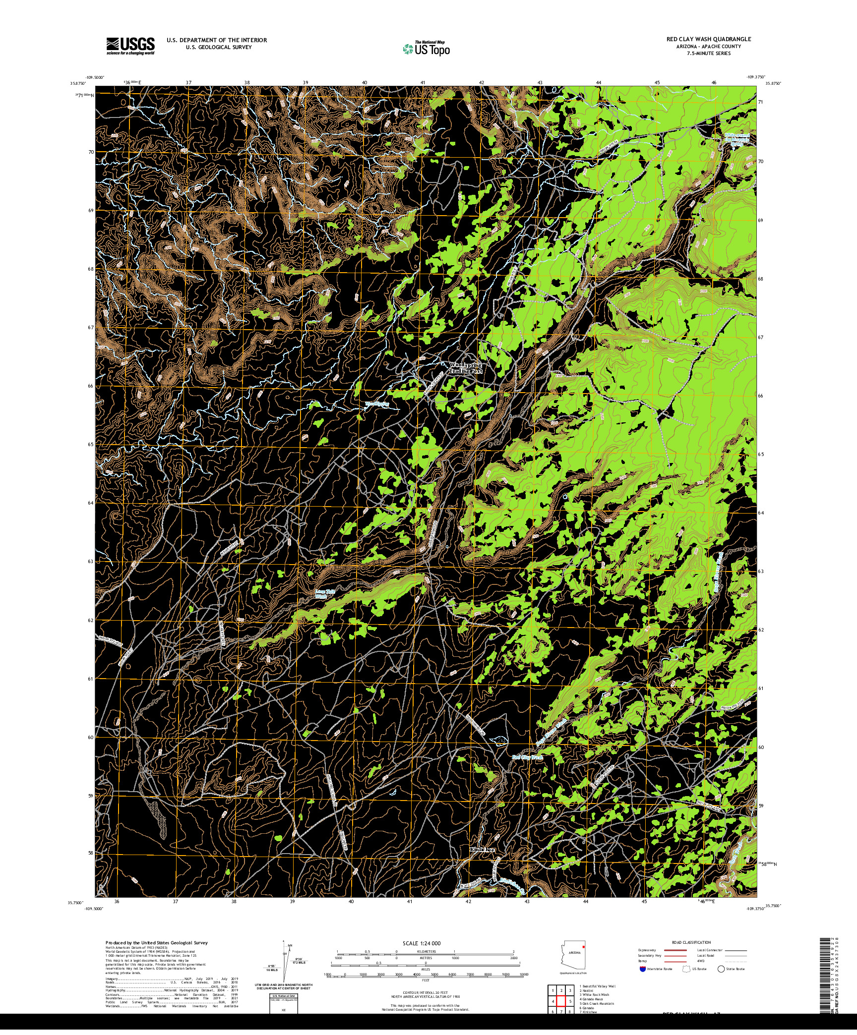 US TOPO 7.5-MINUTE MAP FOR RED CLAY WASH, AZ